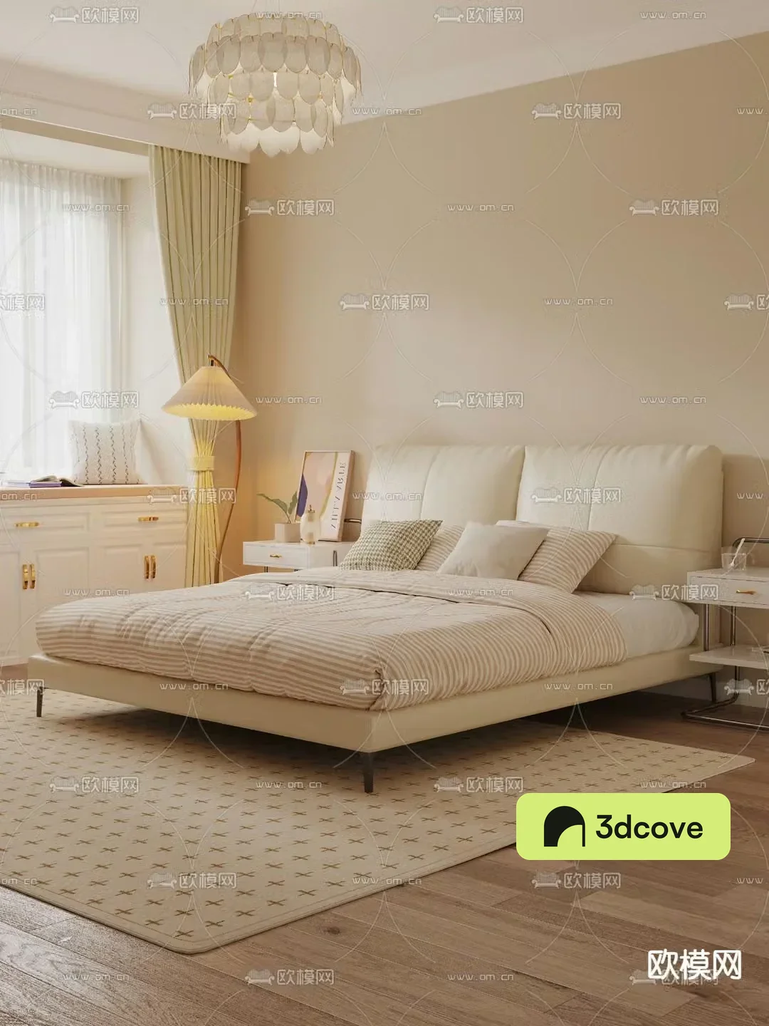 Cream style double bed