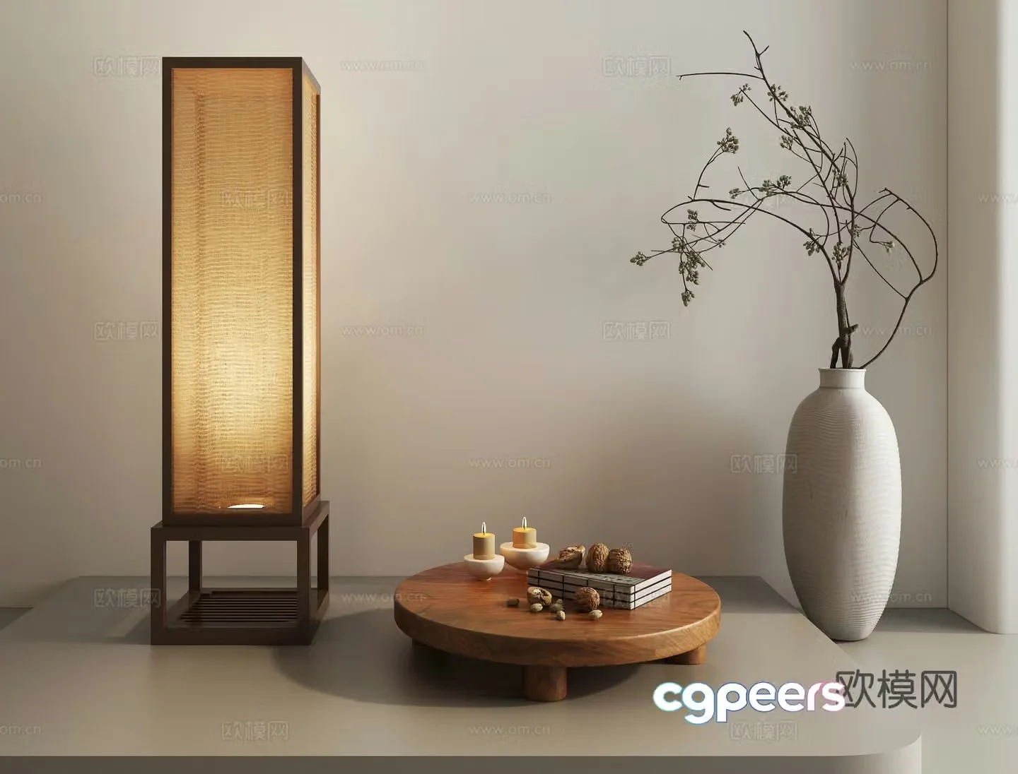 New Chinese style floor lamp Living room Zen solid wood black walnut floor lamp Study room Chinese style floor lamp 3D model