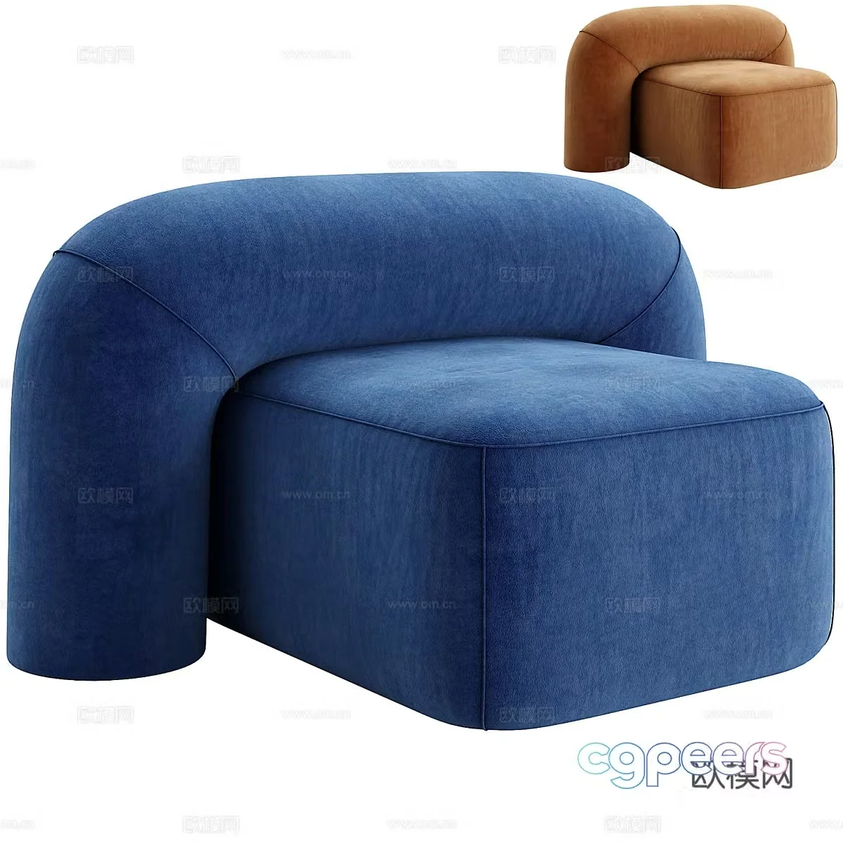Modern Cream Style MOSS Armchair 3d Model