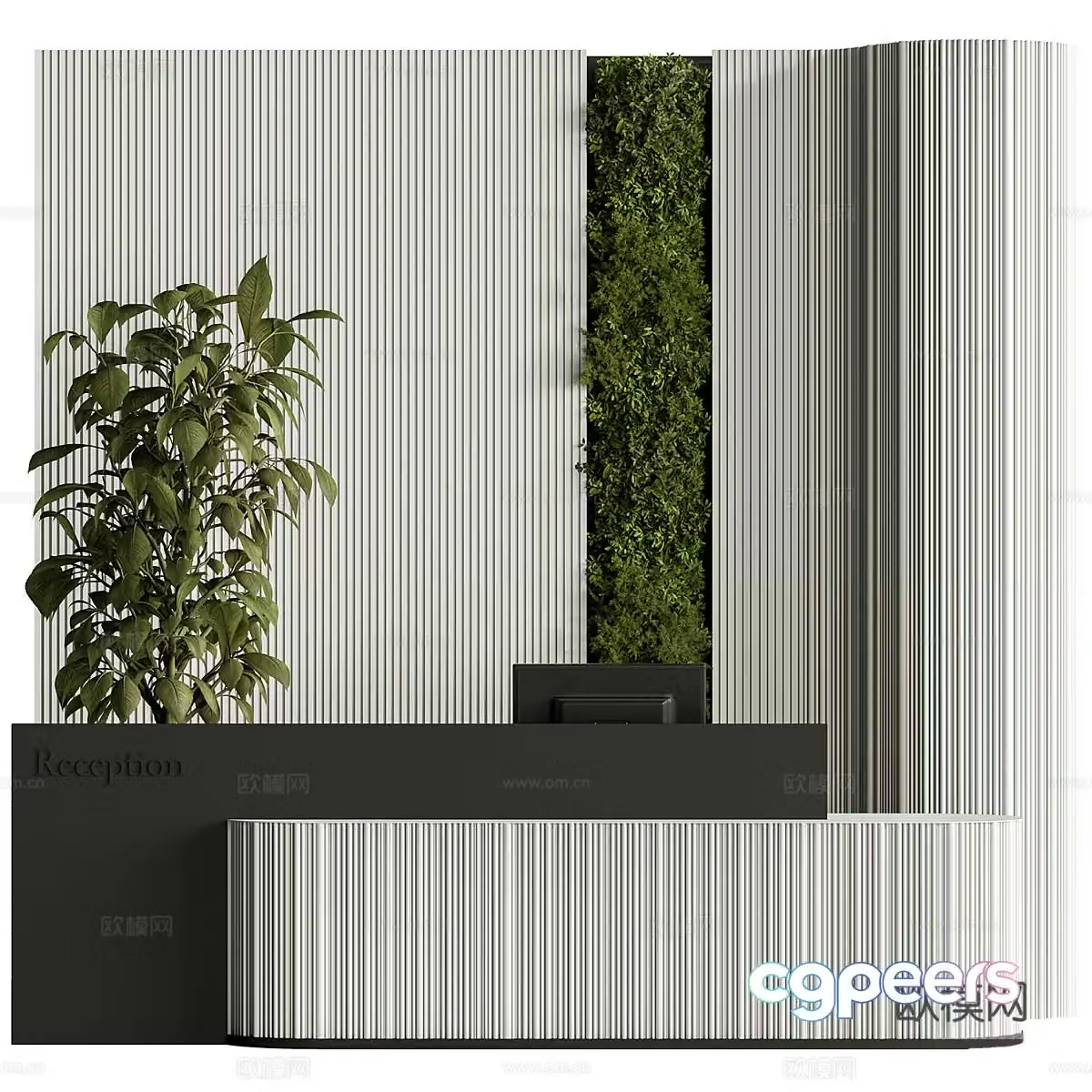 Modern minimalist company front desk reception desk 3D model