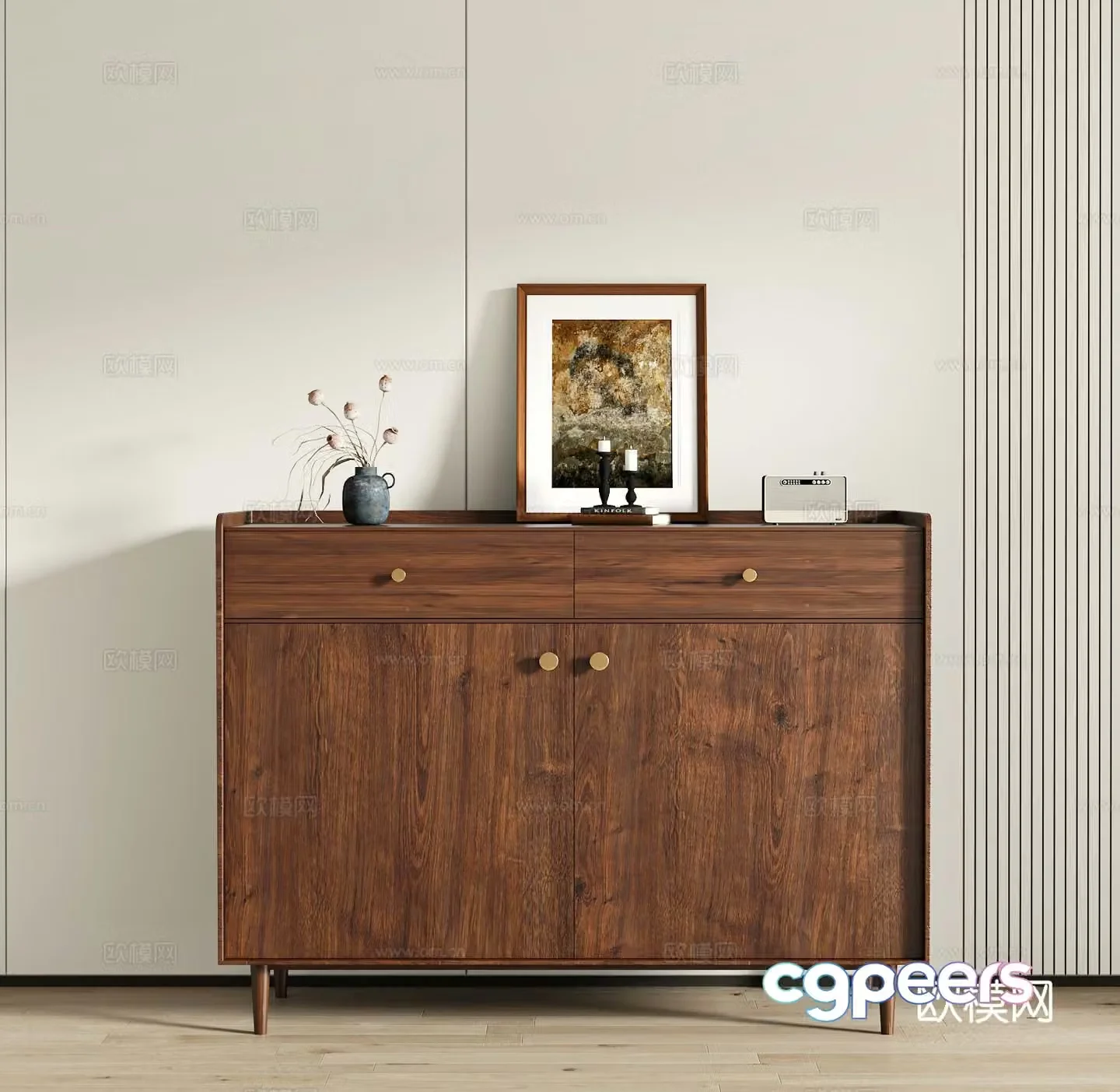 Medieval style entrance cabinet and side cabinet 3D model