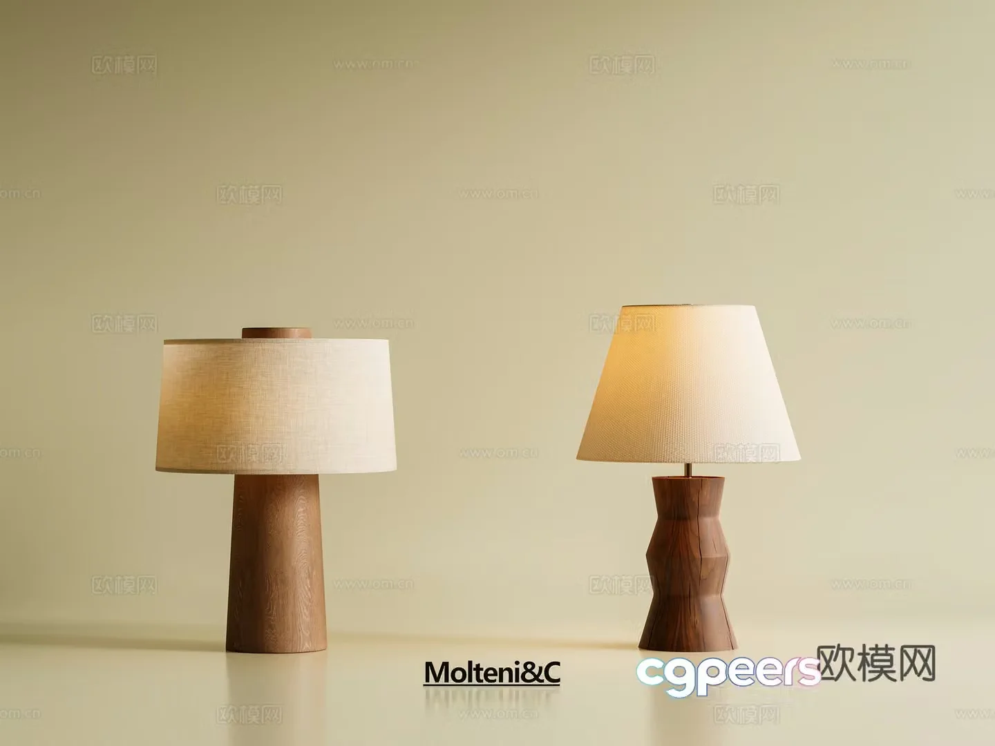 New Chinese table lamp medieval table lamp linen lampshade wooden table lamp 3D model