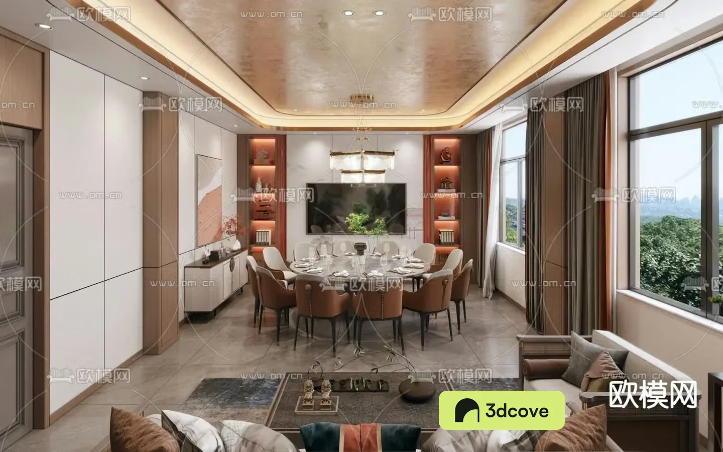 Chinese restaurant private room 3D model of restaurant private room
