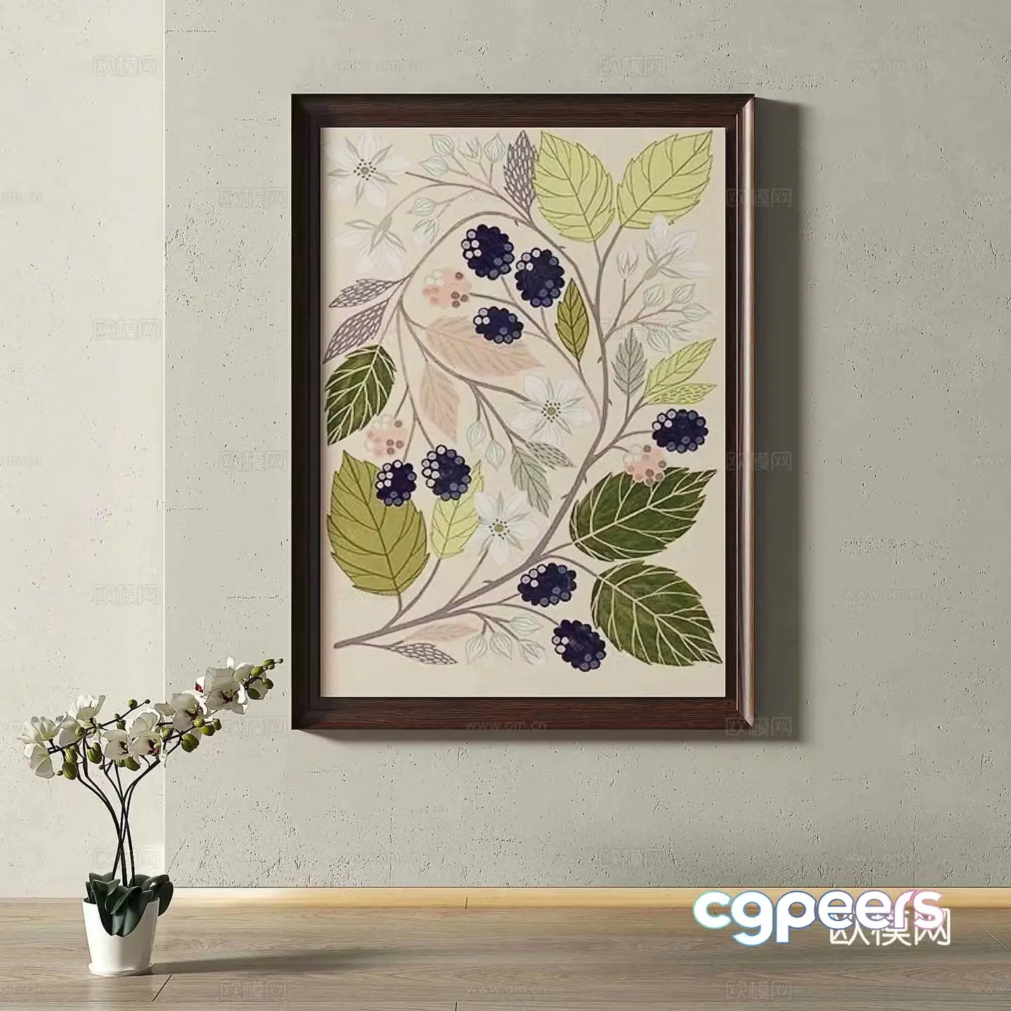 Retro hanging paintings decorative paintings 3d model