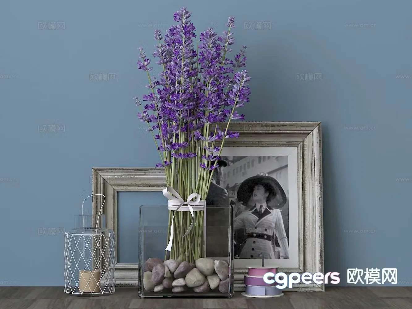 Modern vase lavender candlestick ornaments 3d model