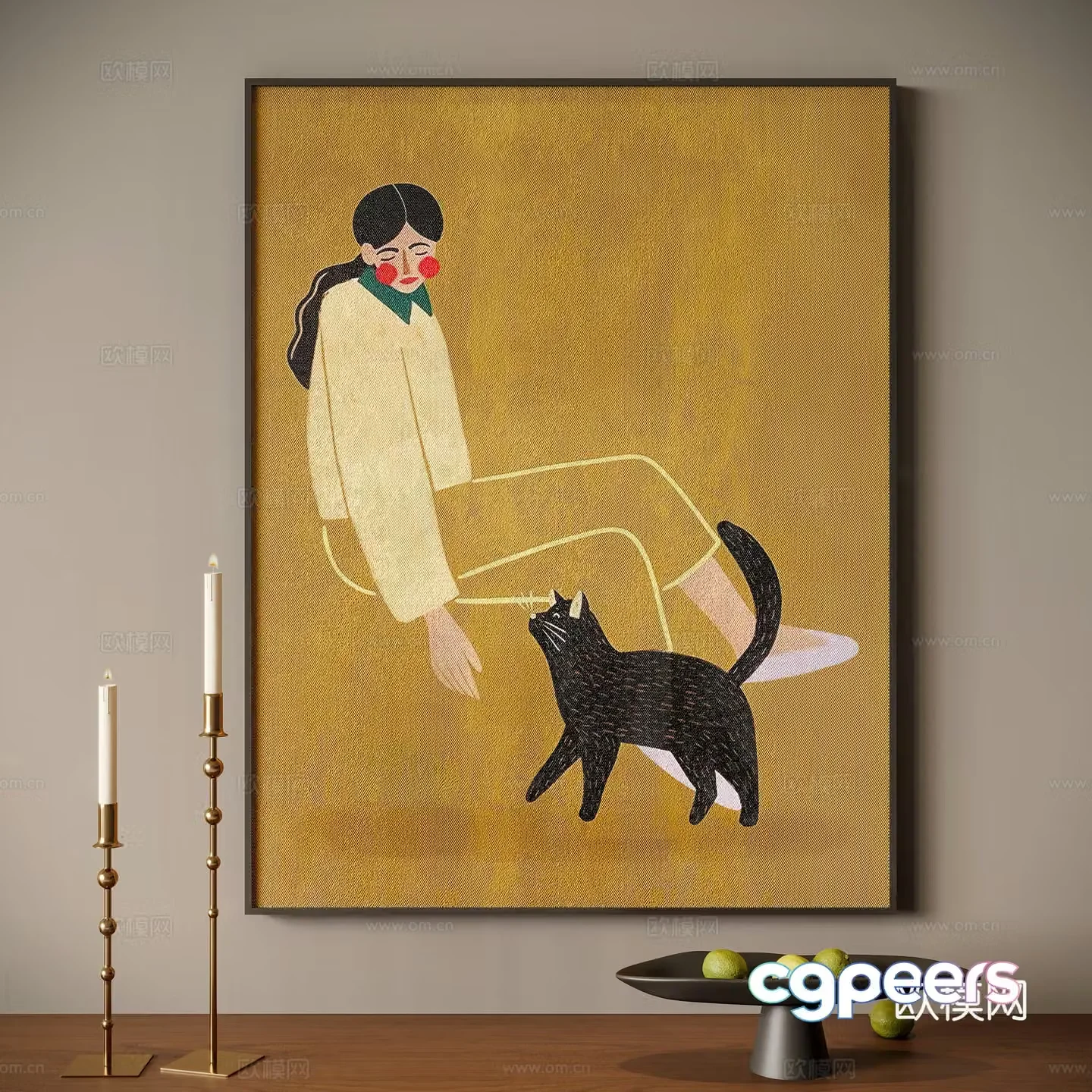 Modern minimalist figure hanging painting 3d model