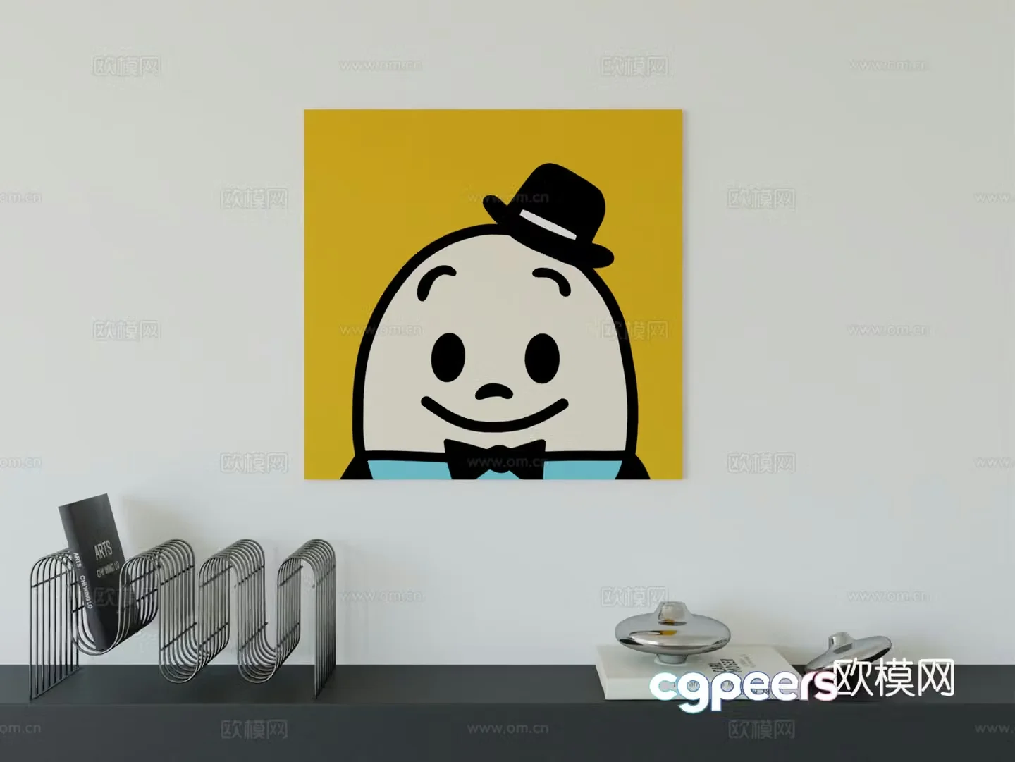 Modern minimalist cute cartoon character boy room girl room hanging painting 3d model