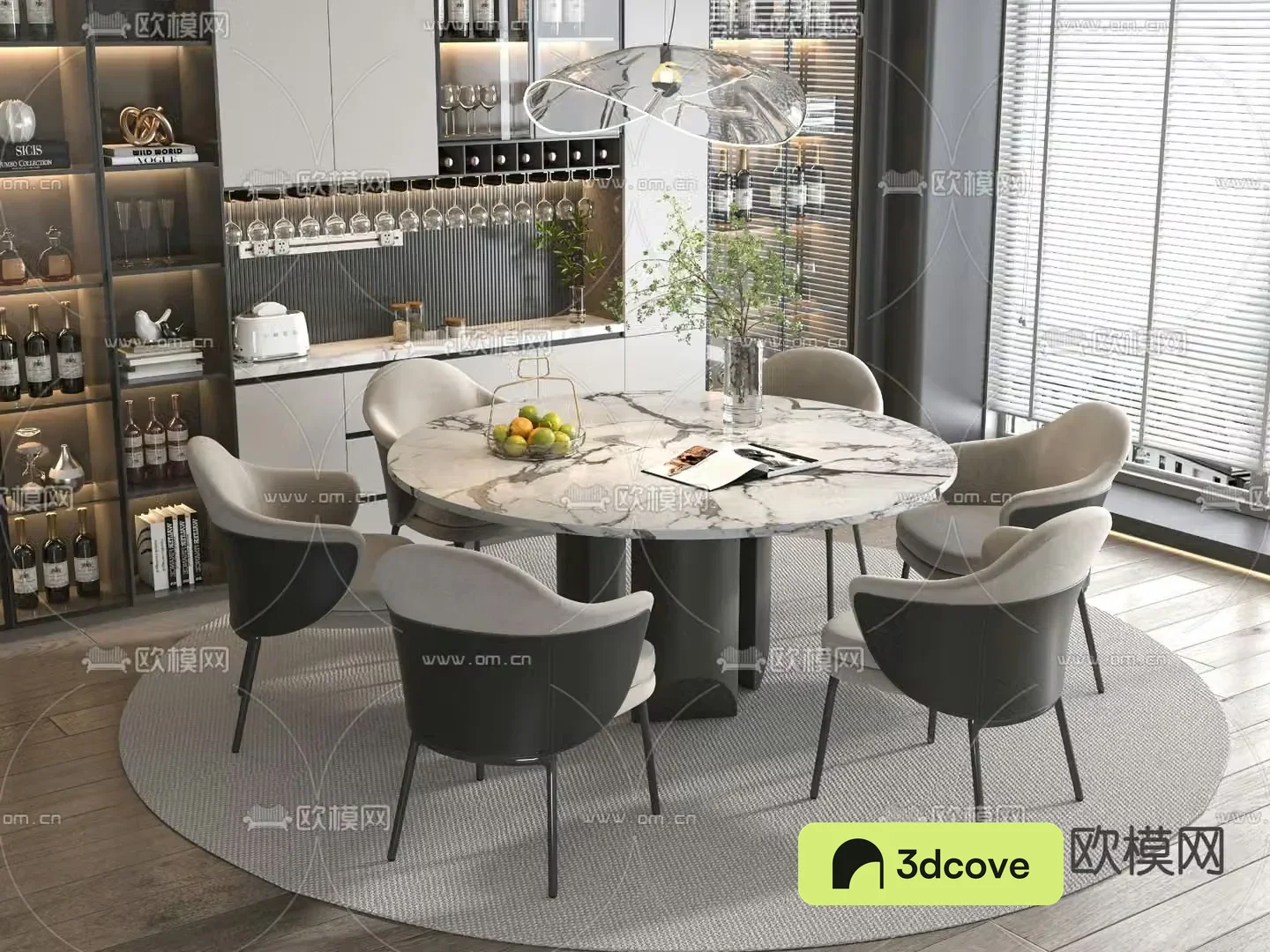 Light luxury dining table and chairs round dining table