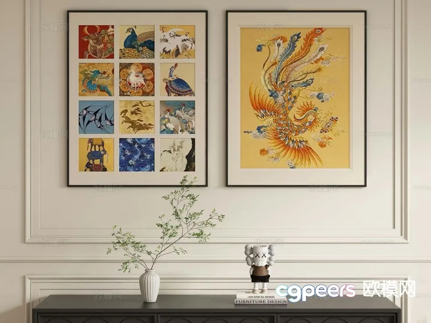 Decorative painting art painting hanging painting 3d model