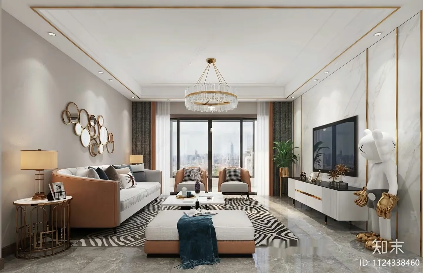 Modern Living Room 3D Model – 3468 – VRAY Render