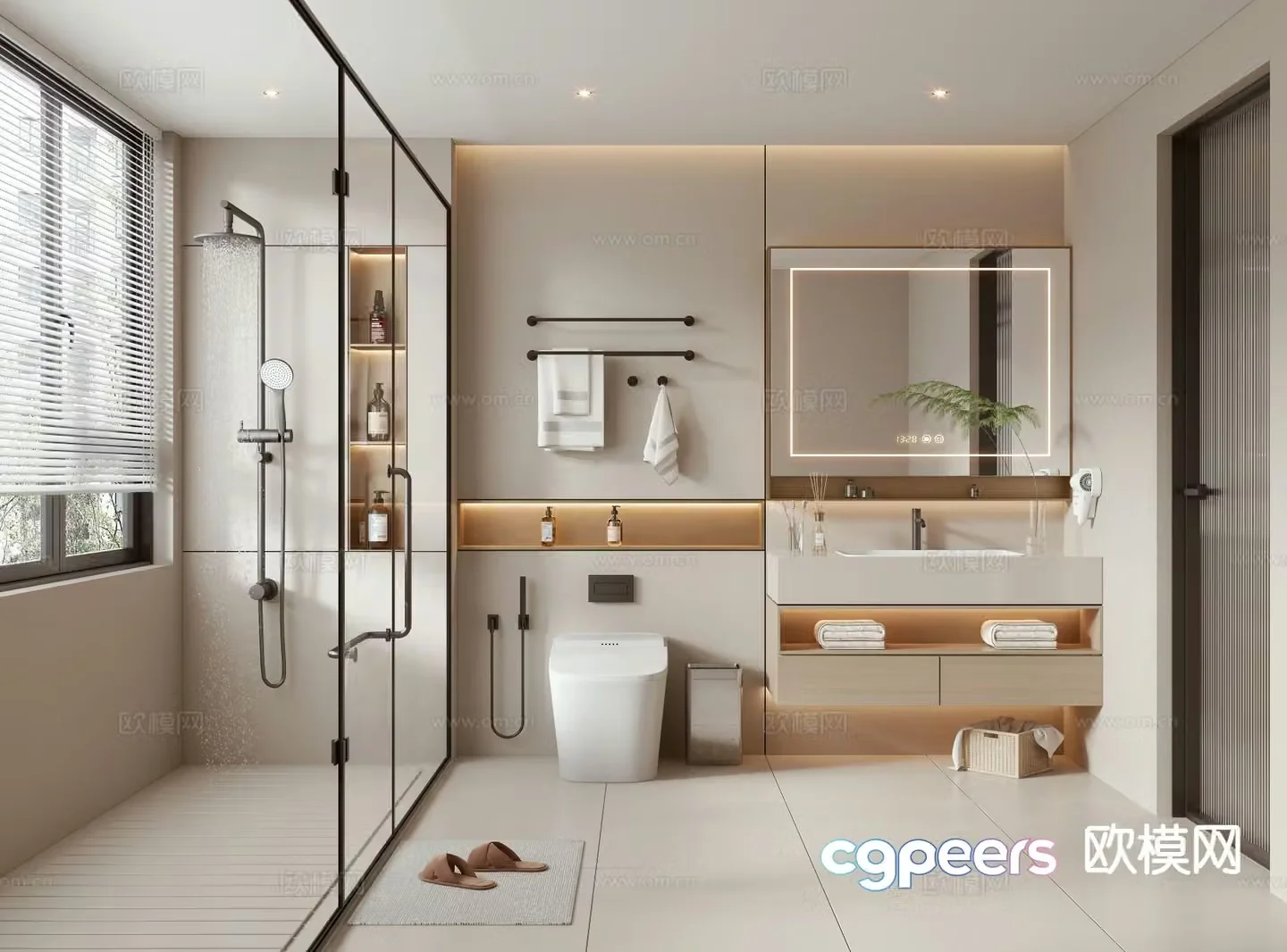 Modern bathroom restroom 3d model