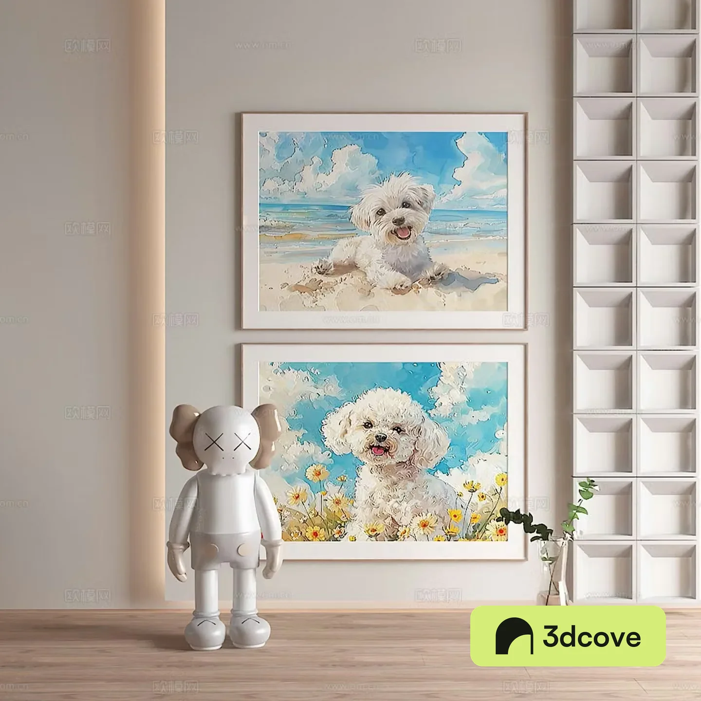 Nordic decorative painting puppy oil painting children’s hanging painting