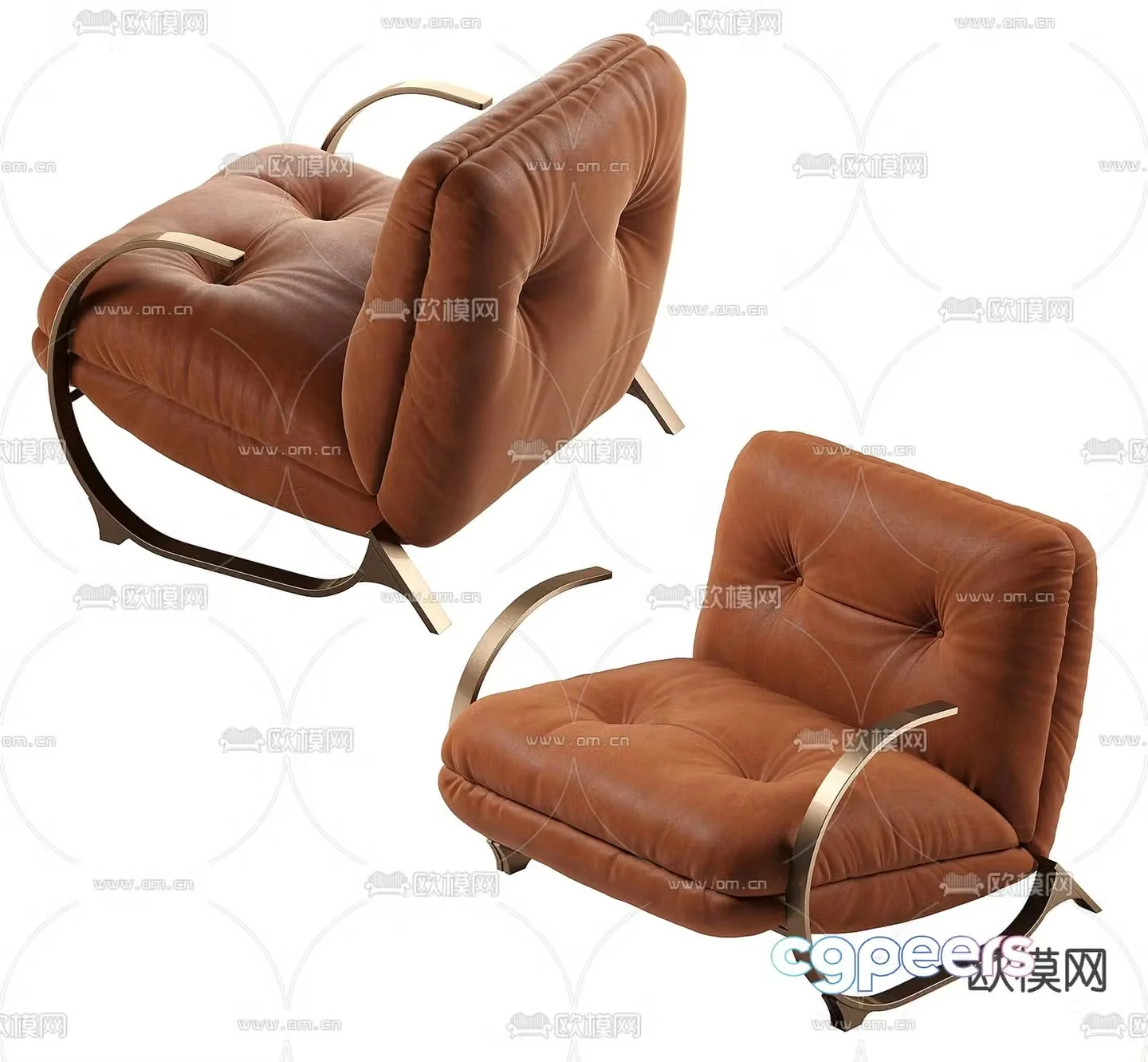 Leather sofa chair leisure chair 3d model