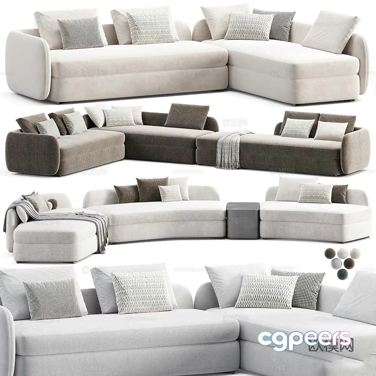 Modern Italian fabric combination sofa 3D model