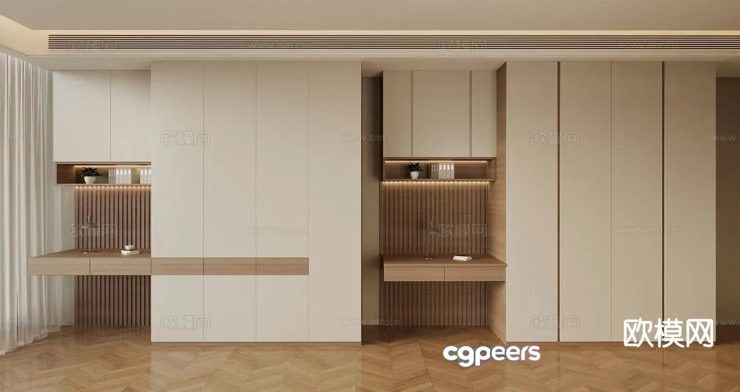 Modern minimalist wardrobe integrated wardrobe 3d model