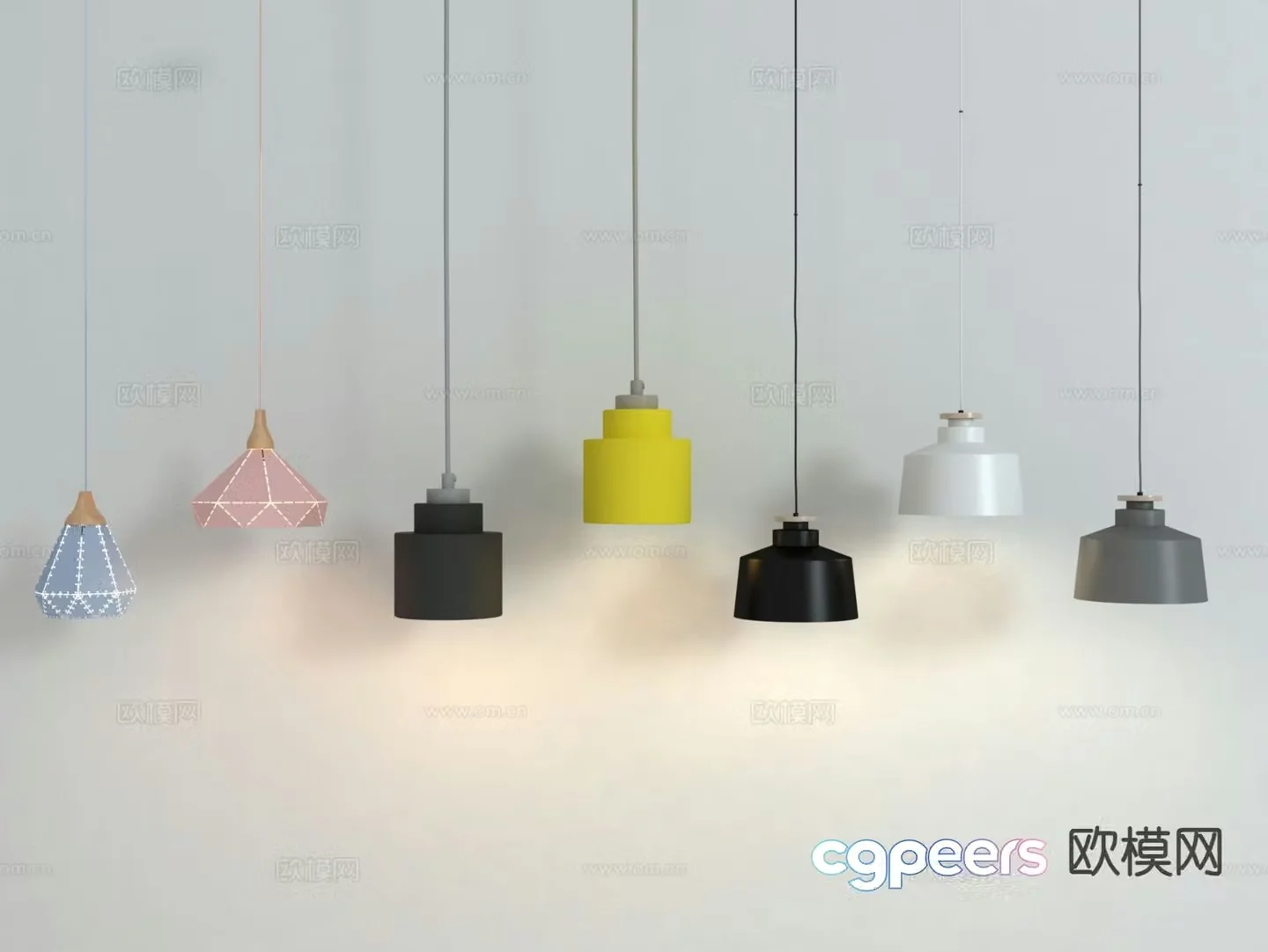 Nordic bedside small chandelier 3d model