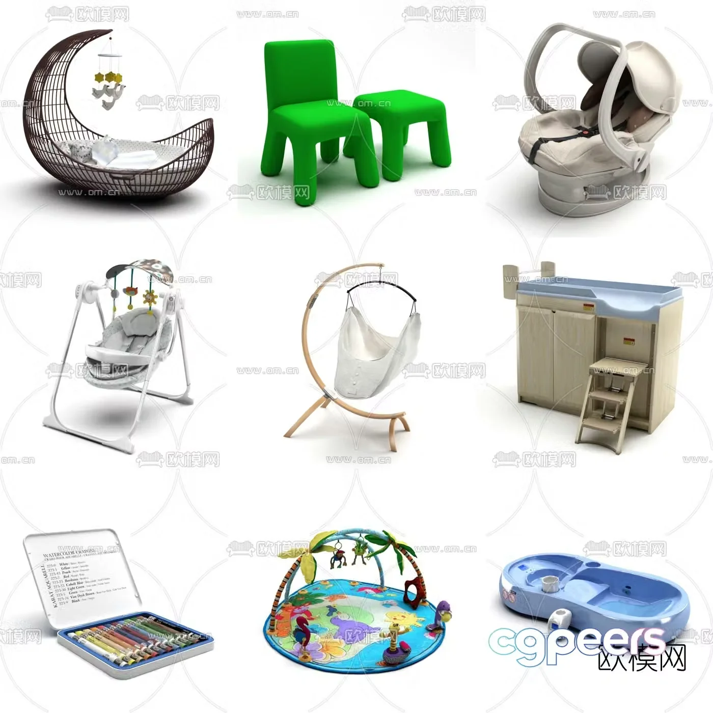 Modern crib children’s bed 3d model