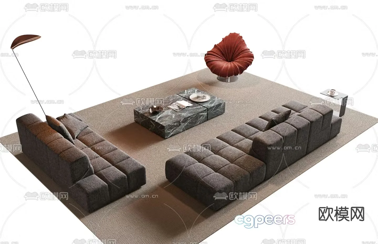 Modern sectional sofa 3d model