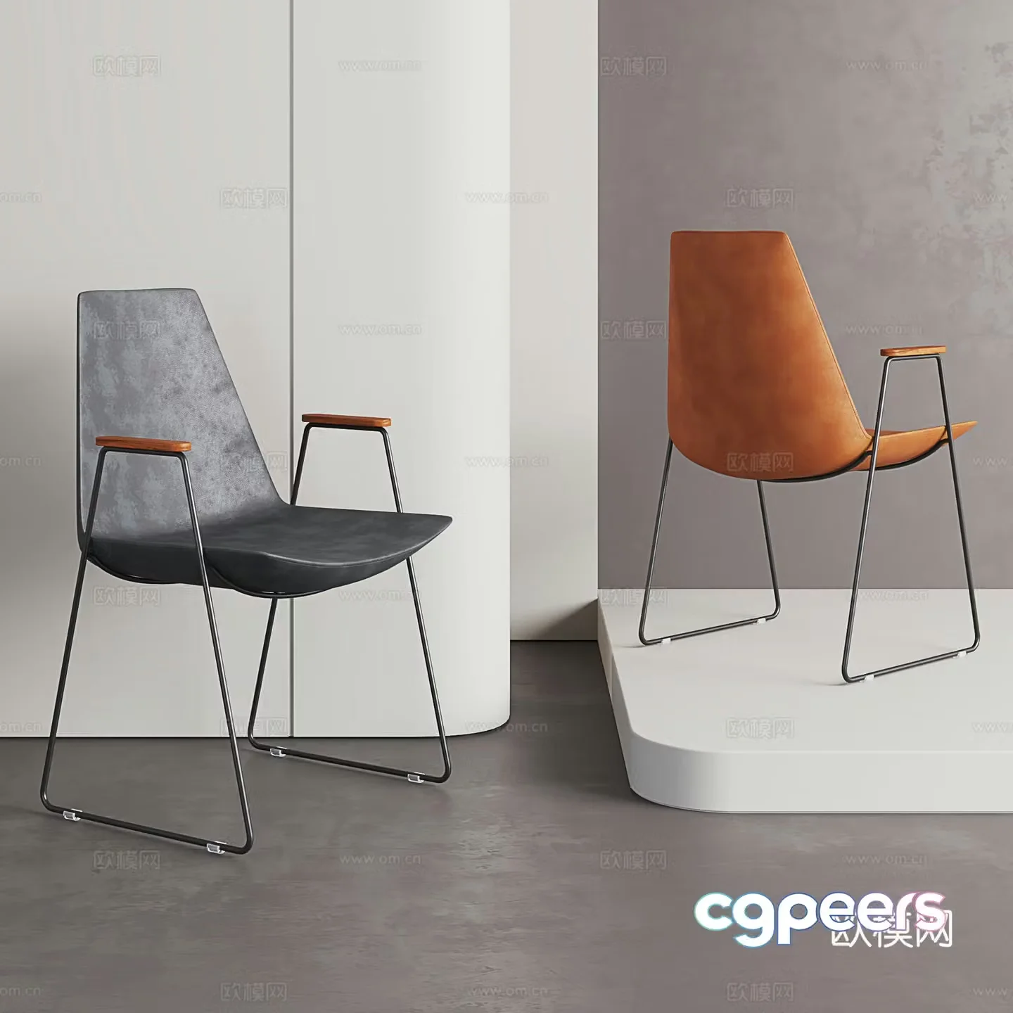 Nordic dining chair light luxury dining chair armchair negotiation chair single chair modern desk and chair 3d model