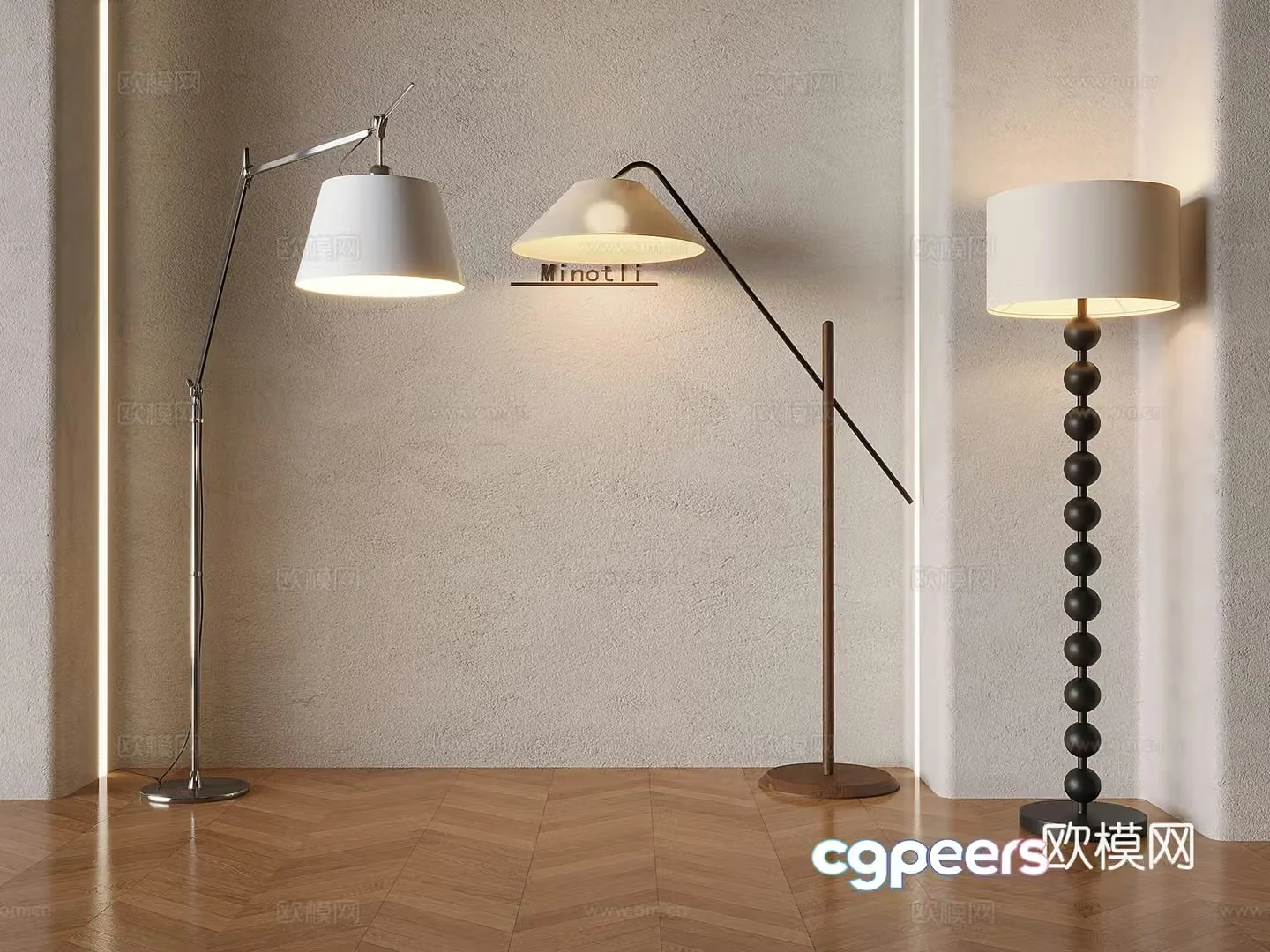 Middle-aged rocker fishing lamp study art floor-standing table lamp French Wasabi atmosphere lamp solid wood floor-standing 3D model