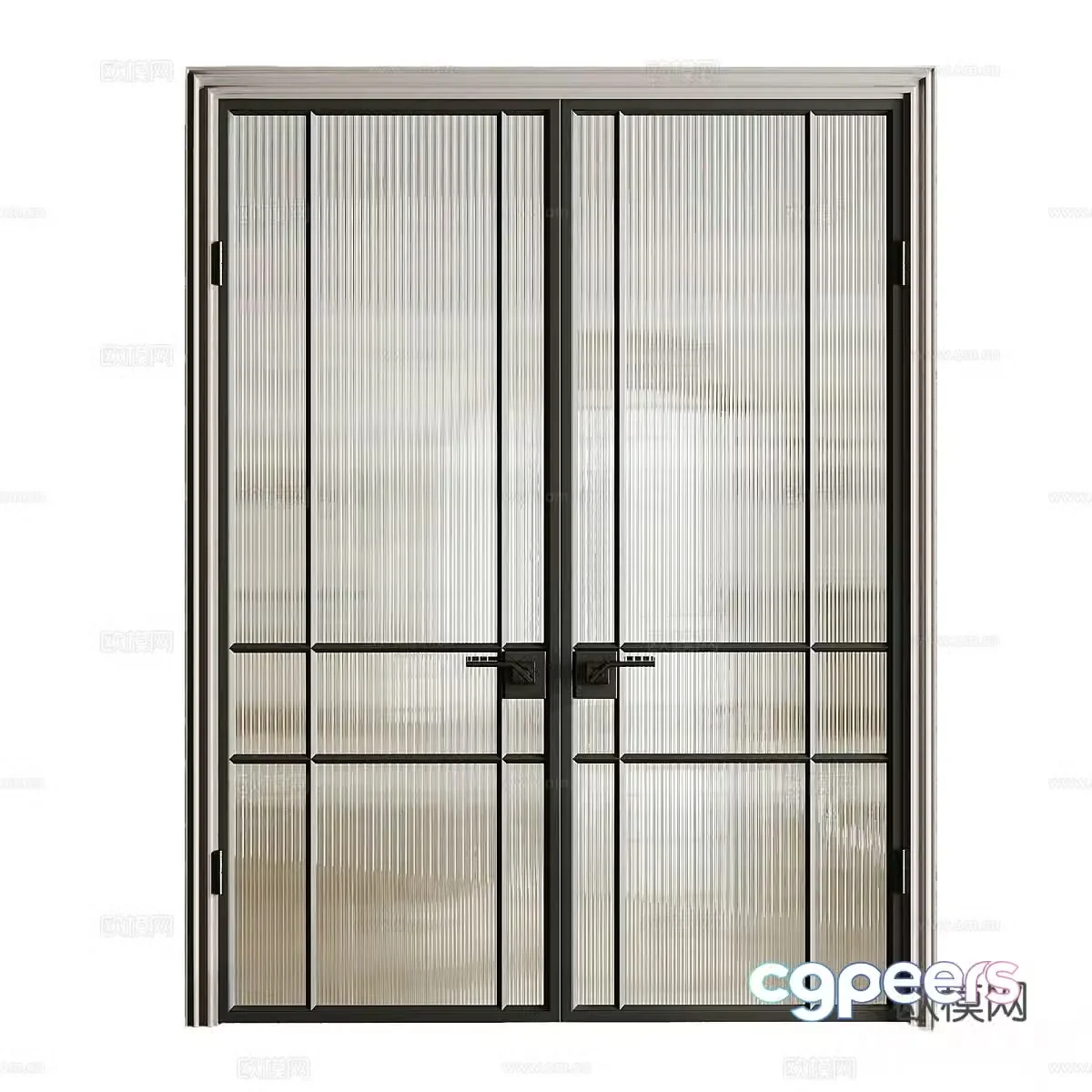 New Chinese style double glass door 3d model