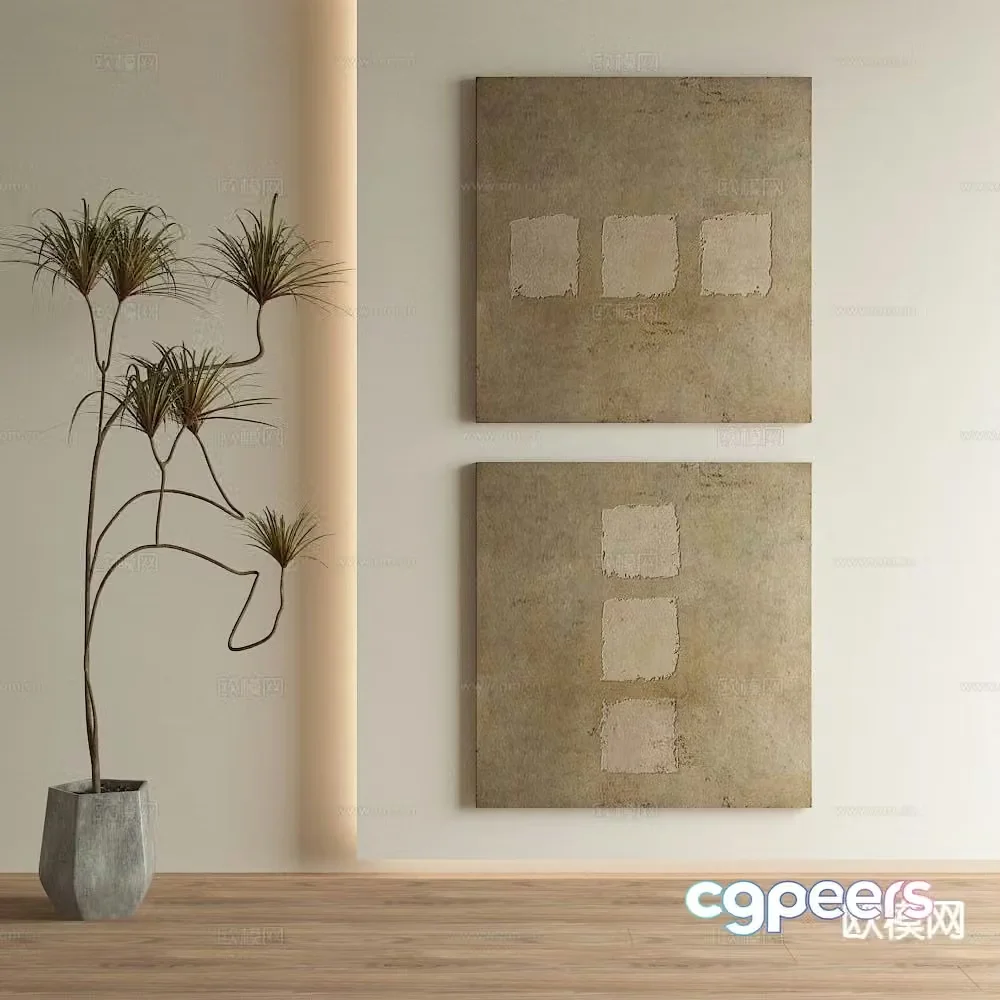 Wabi-sabi art painting texture painting decorative painting 3d model