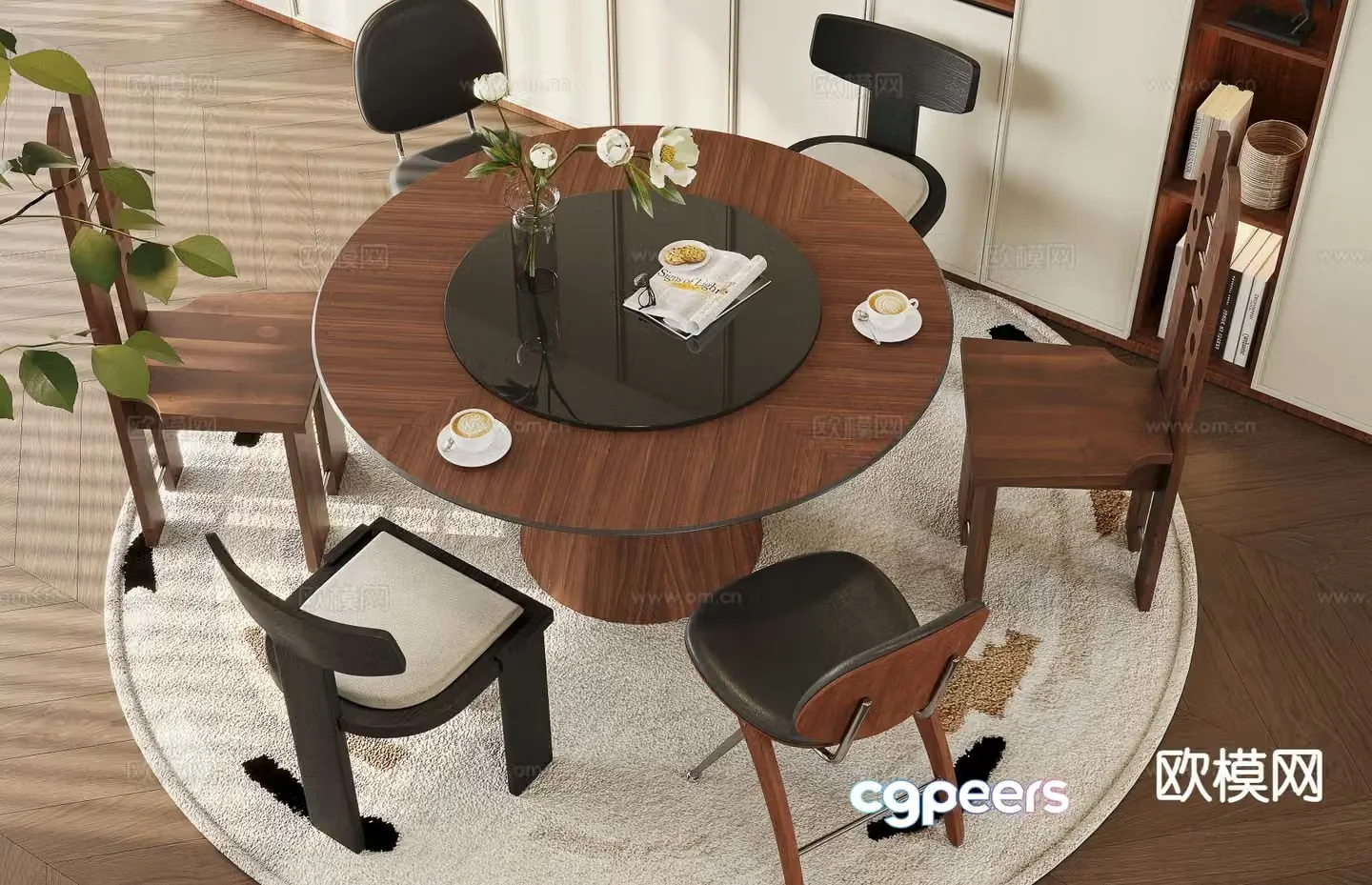 Medieval style dining table and chairs 3d model