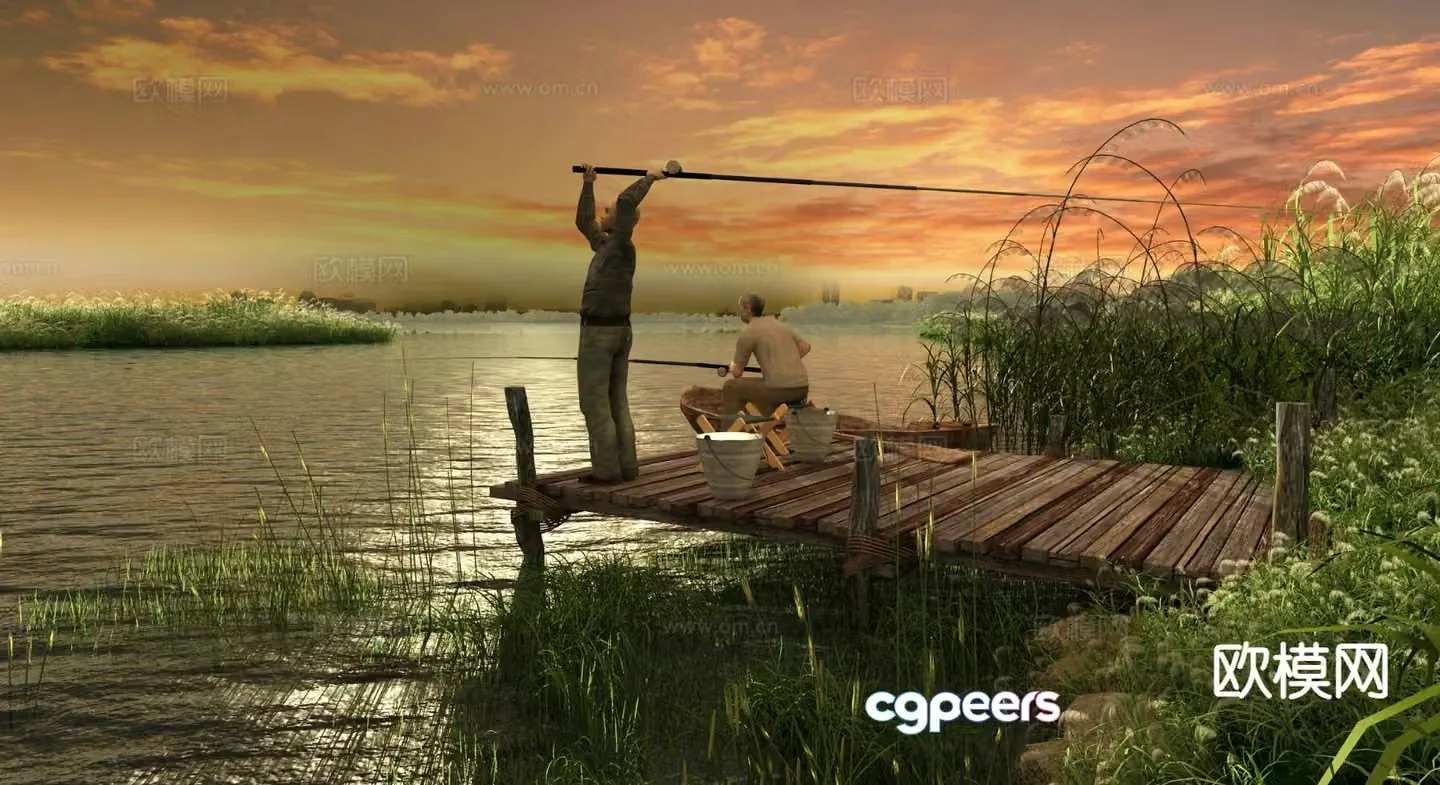 Waterfront landscape wetland park garden landscape 3D model