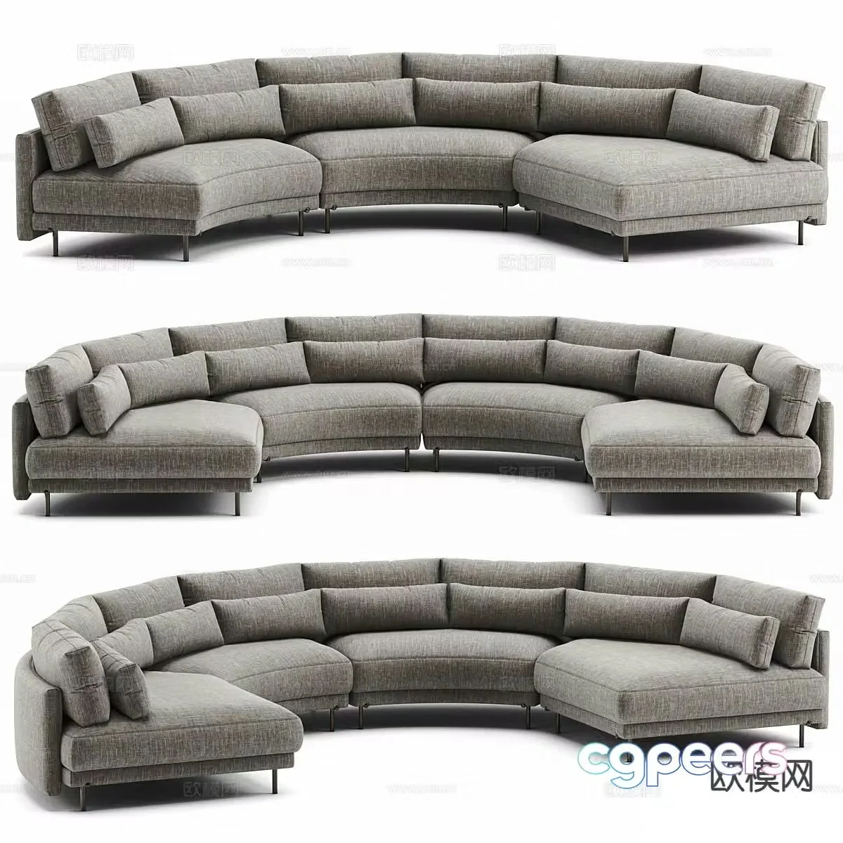Modern minimalist sofa multi-person sofa curved sofa 3d model