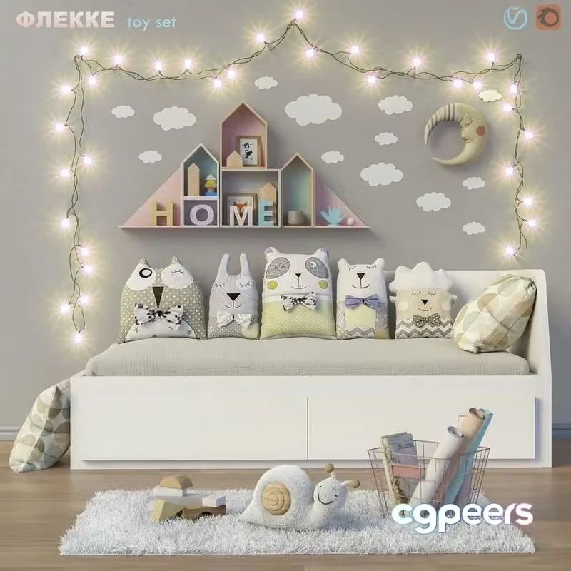 3ds Max Free – Toys and daybed IKEA FLEKKE set 14