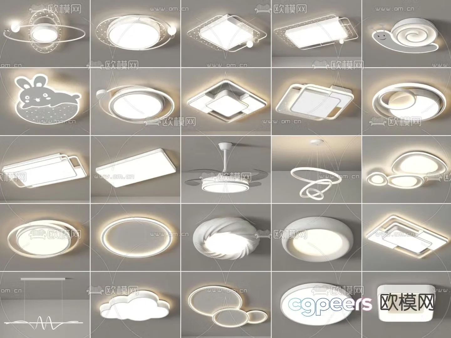Geometric ceiling lamp bedroom lamp 3d model