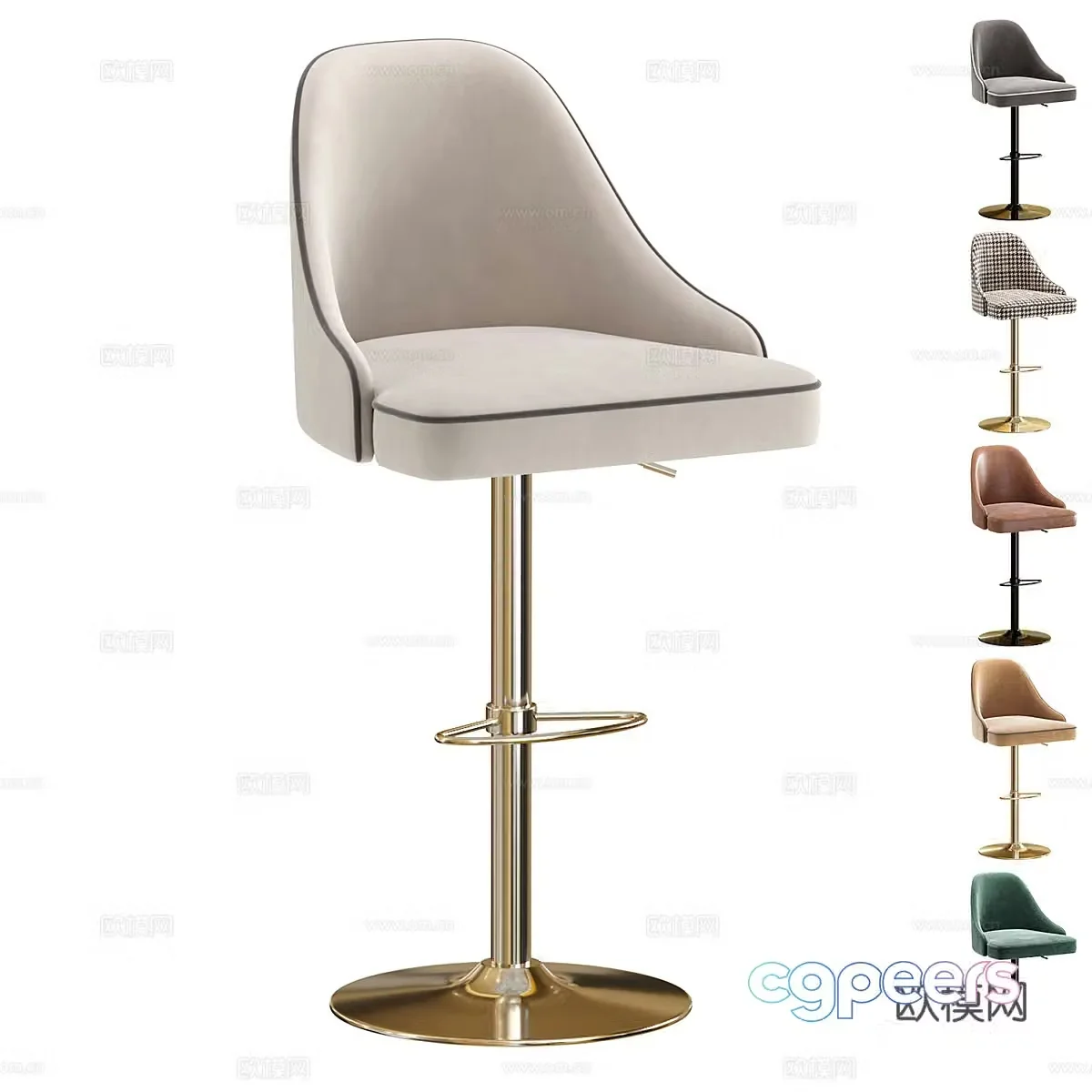 Modern Italian light luxury bar chair 3D model