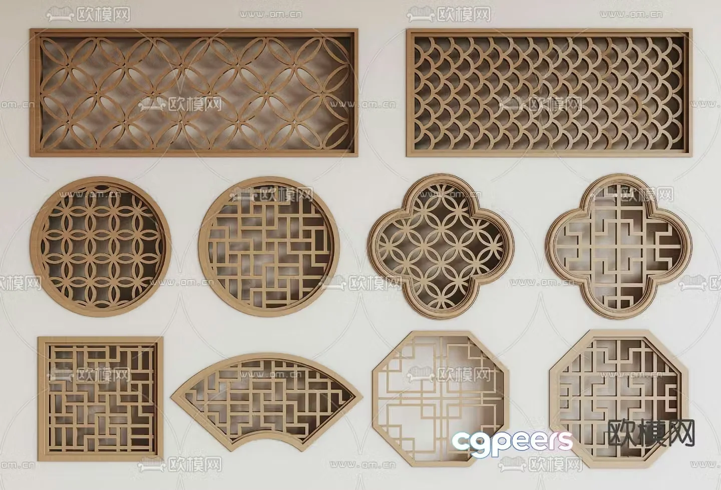 New Chinese style windows floor windows window 3D model