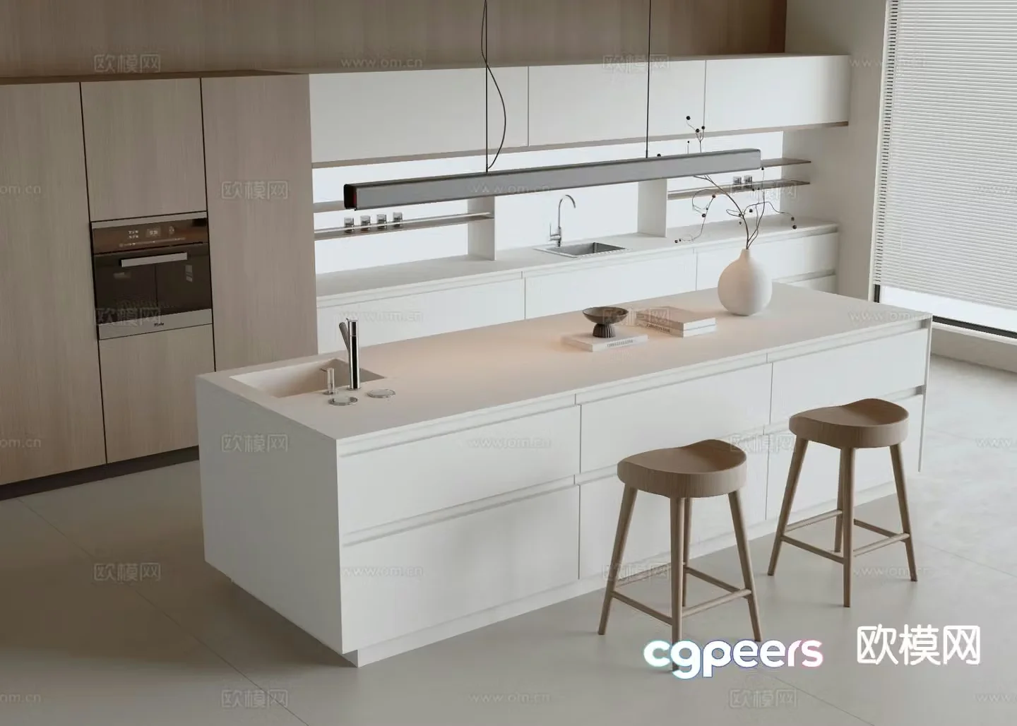 Modern island counter 3D model