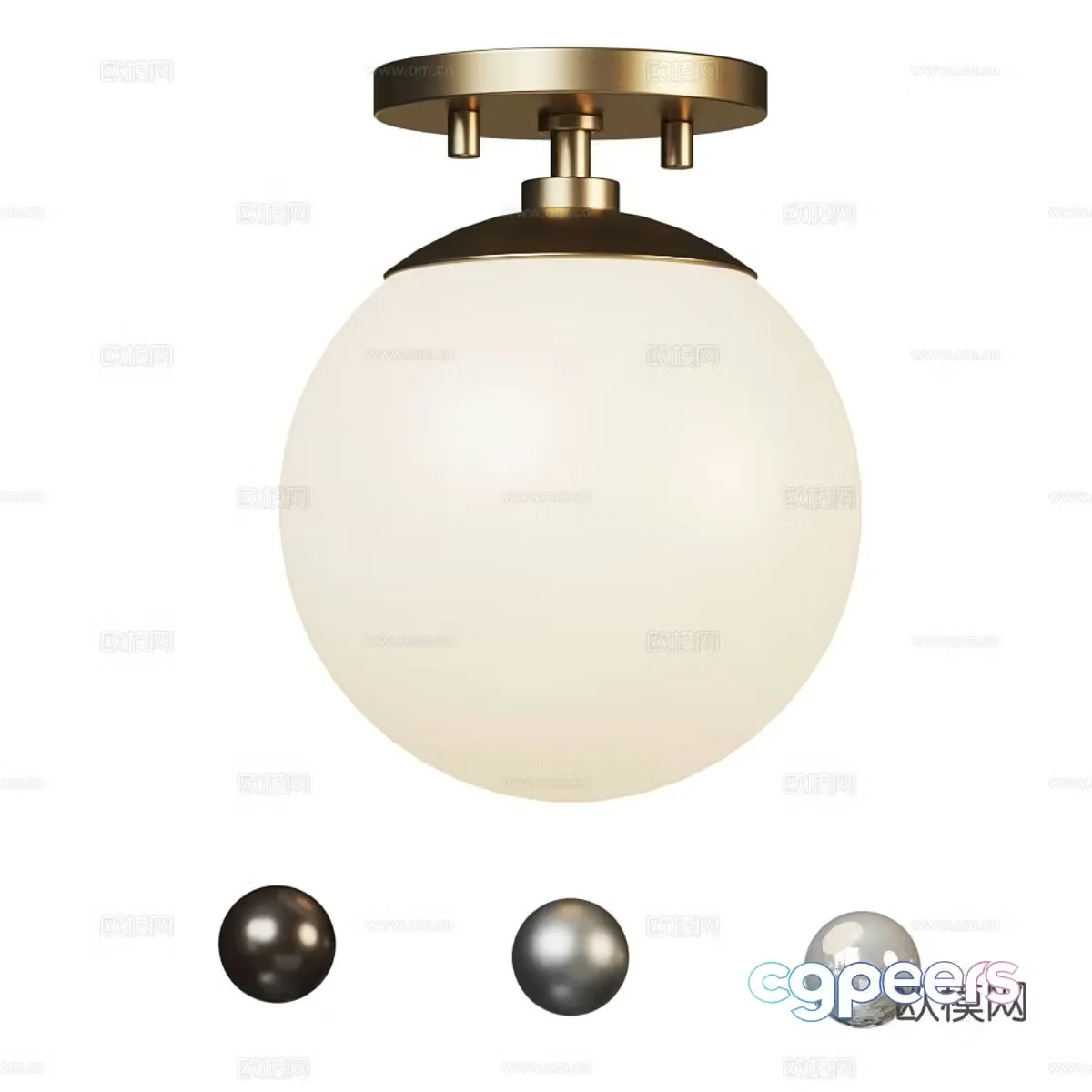 Modern light luxury spherical glass ceiling light 3D model