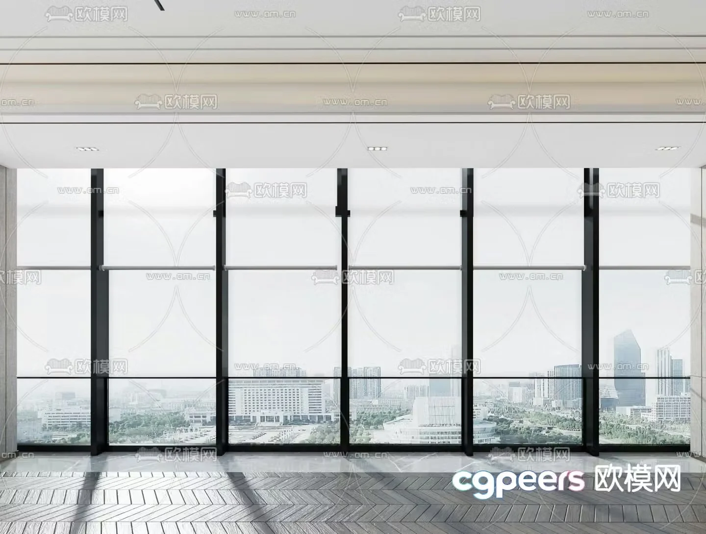 Floor-to-ceiling glass windows Glass curtain wall Building exterior wall 3D model