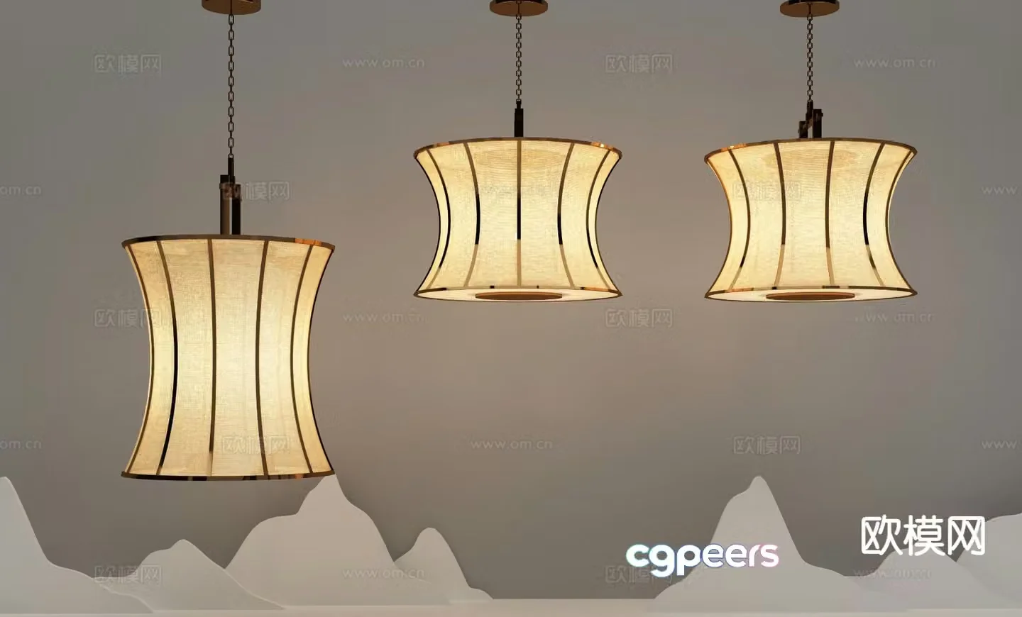 New Chinese style chandelier art chandelier 3d model