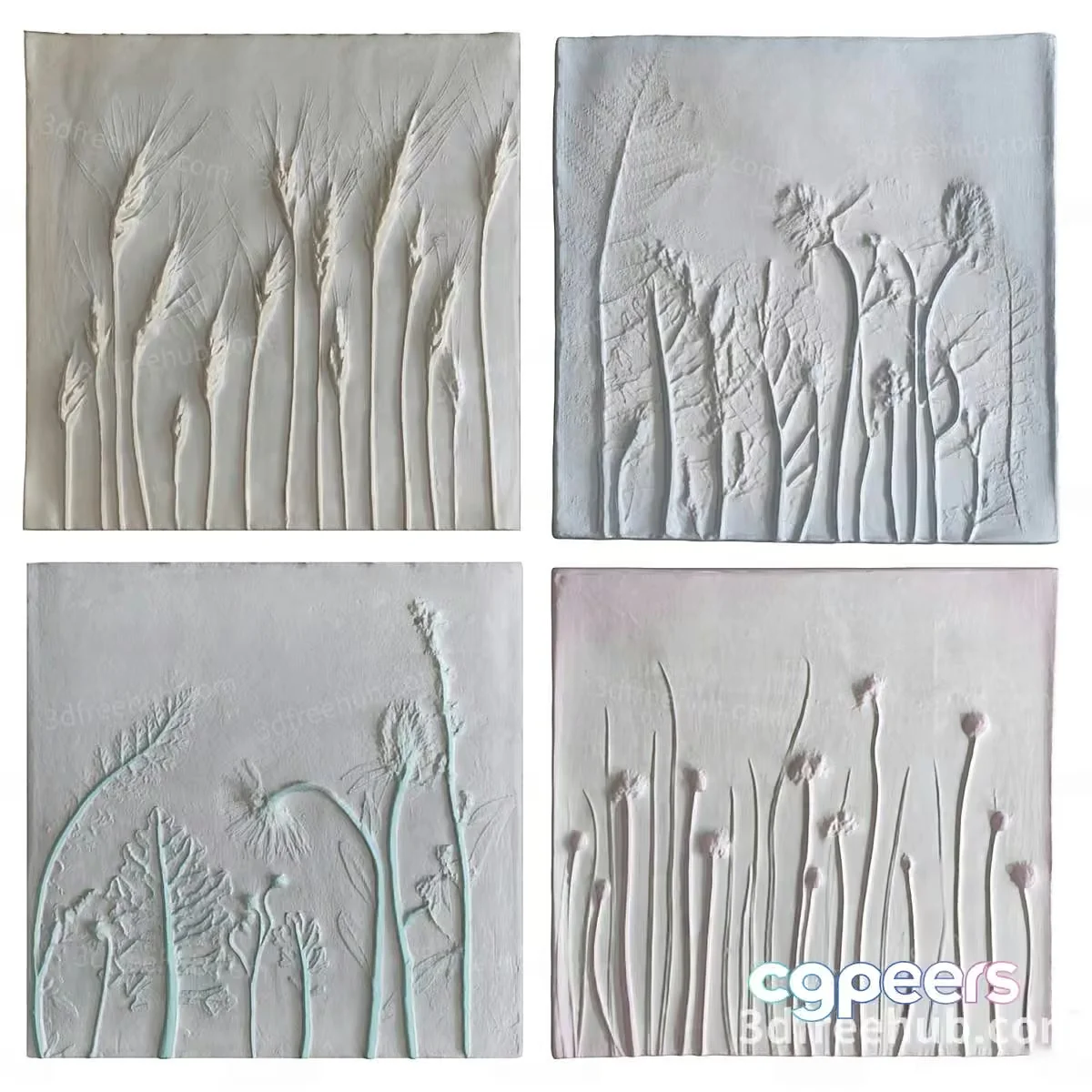 Abstract Floral Wall Art 3D Model – 22666 – VRAY Render