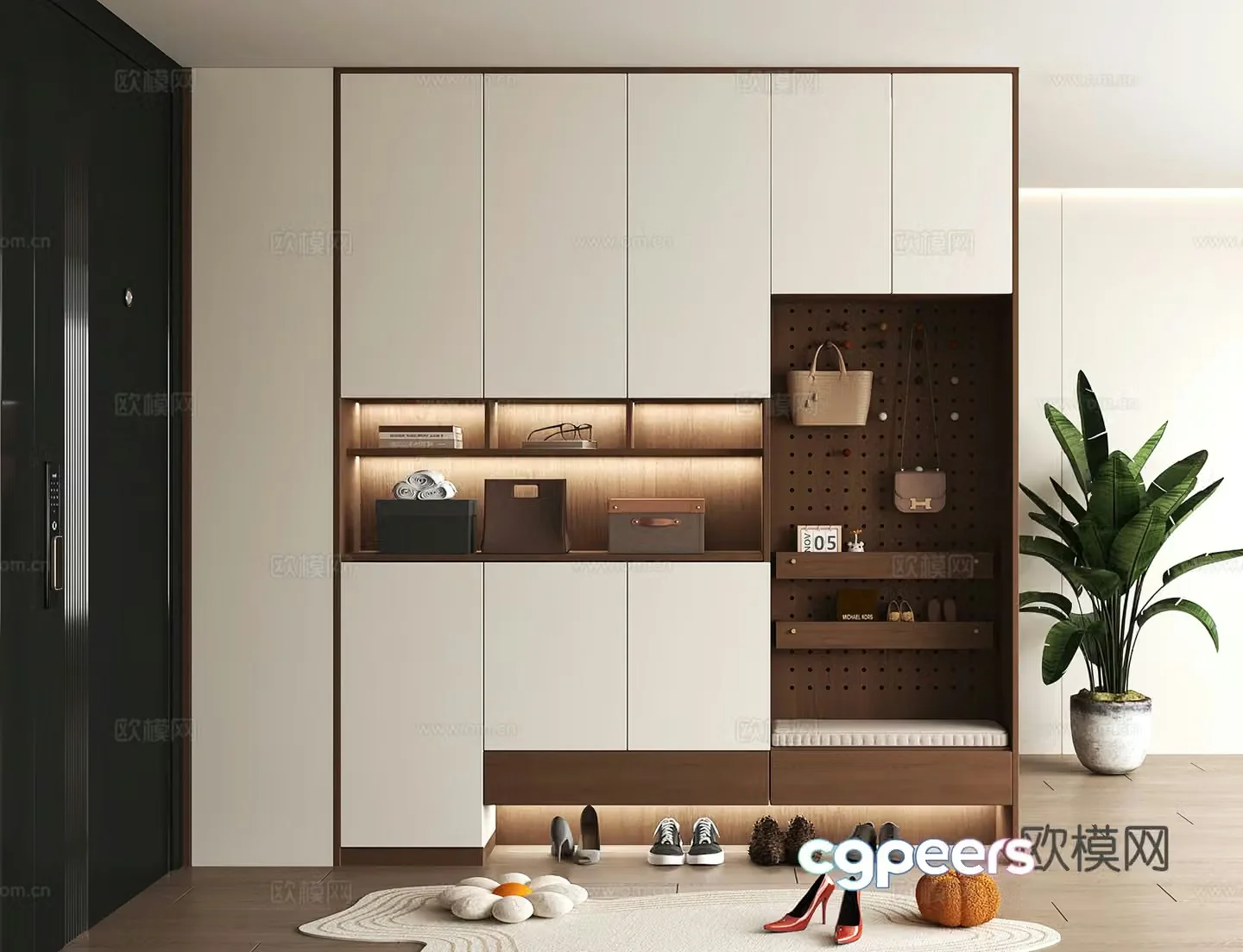 Shoe cabinet design shoe cabinet partition shoe cabinet porch shoe cabinet shoe cabinet rendering 3D model
