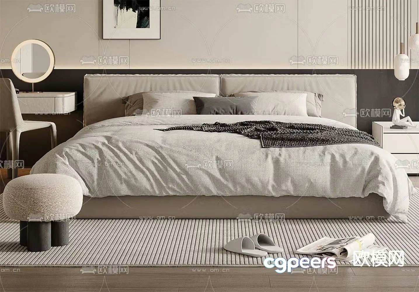 Modern double bed 3d model