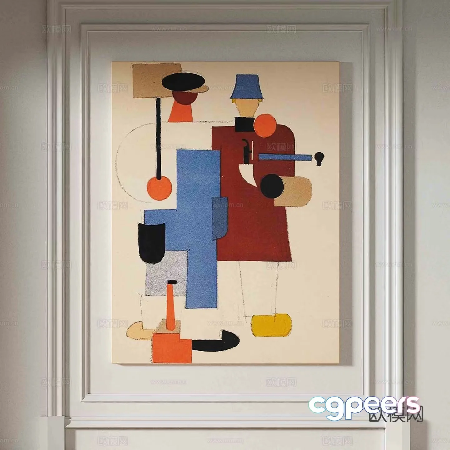 Wabi-sabi abstract painting decorative painting 3d model