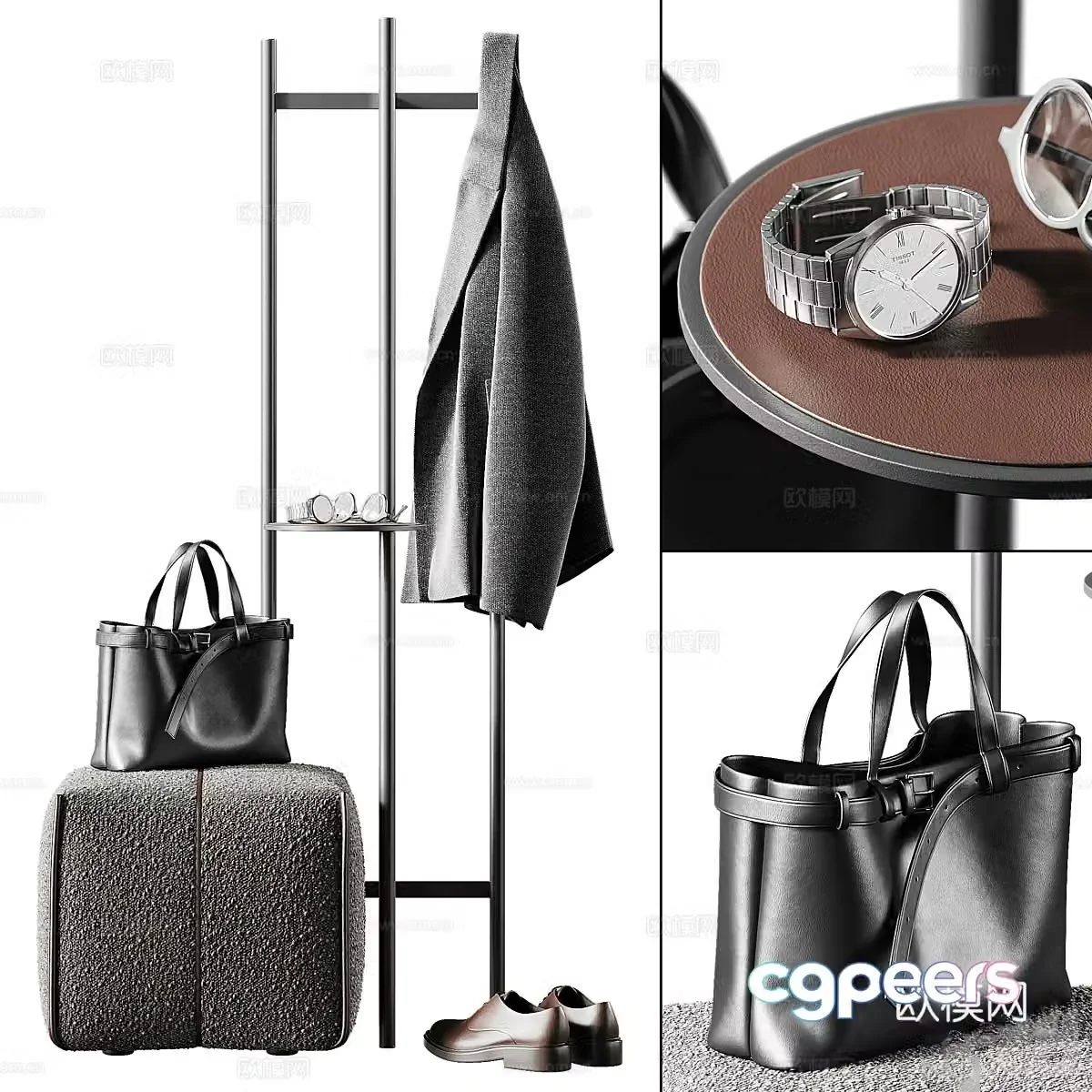 Modern Italian minimalist floor-standing clothes hanger 3D model