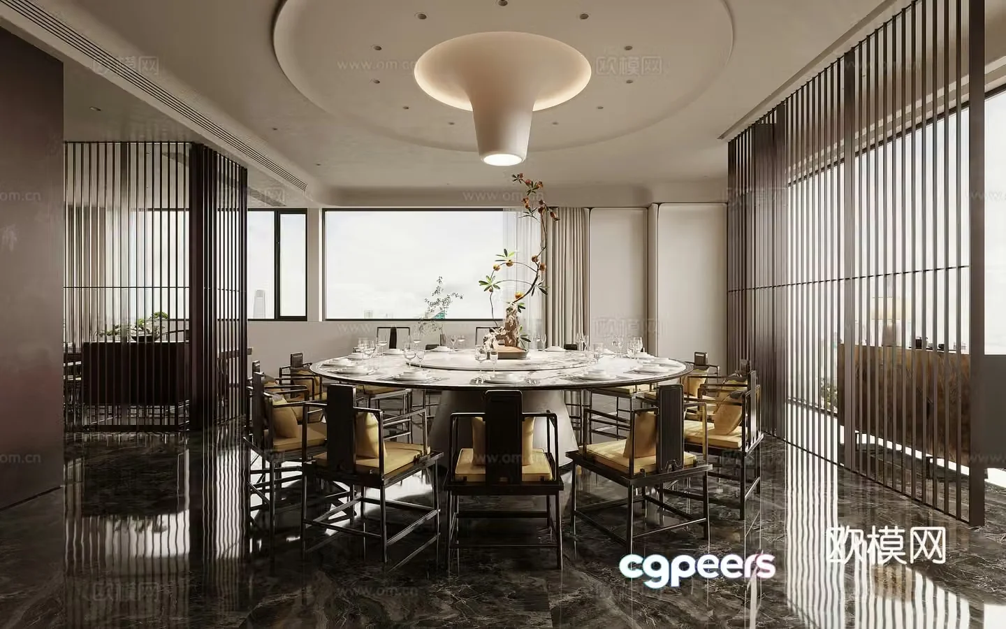 New Chinese-style banquet hall 3D model