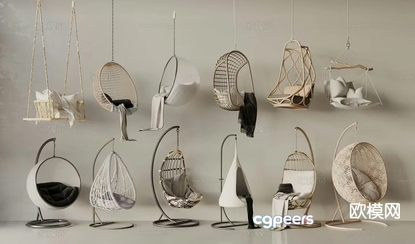 Modern hanging chair swing chair 3d model