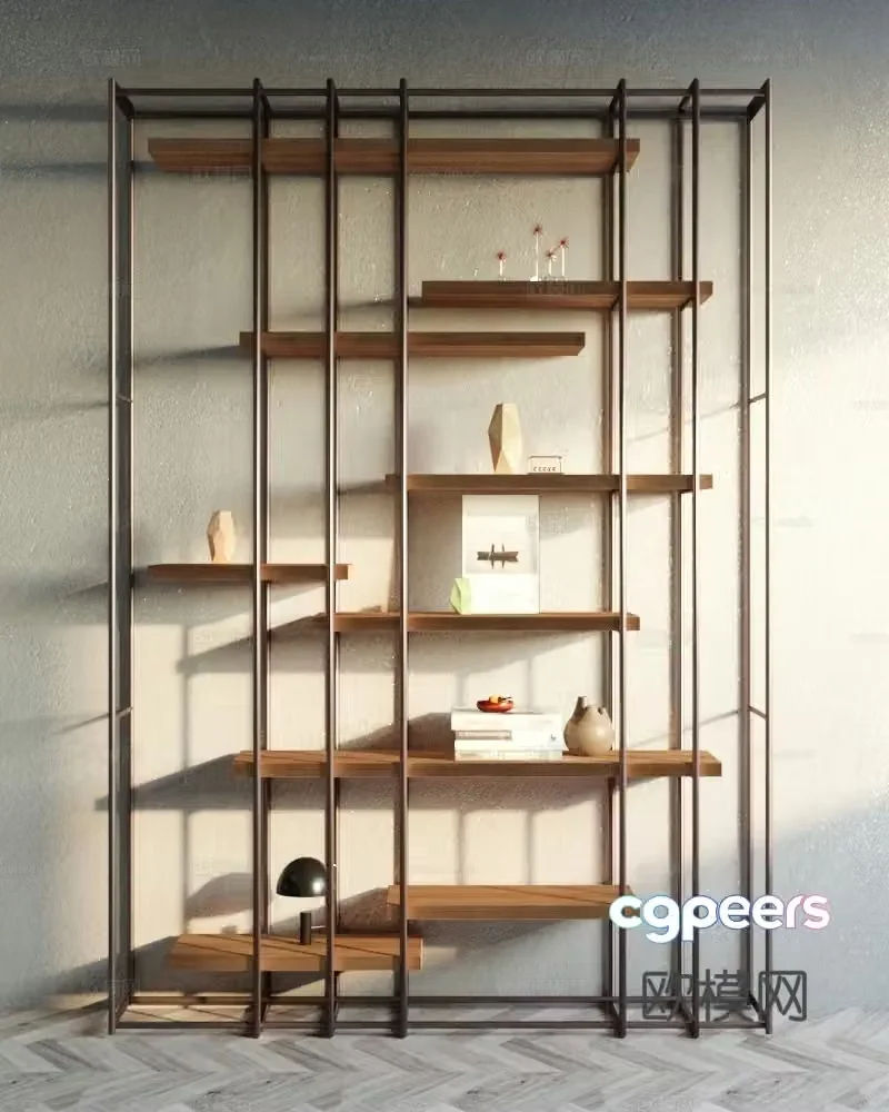 Modern minimalist shelf ornament combination 3D model