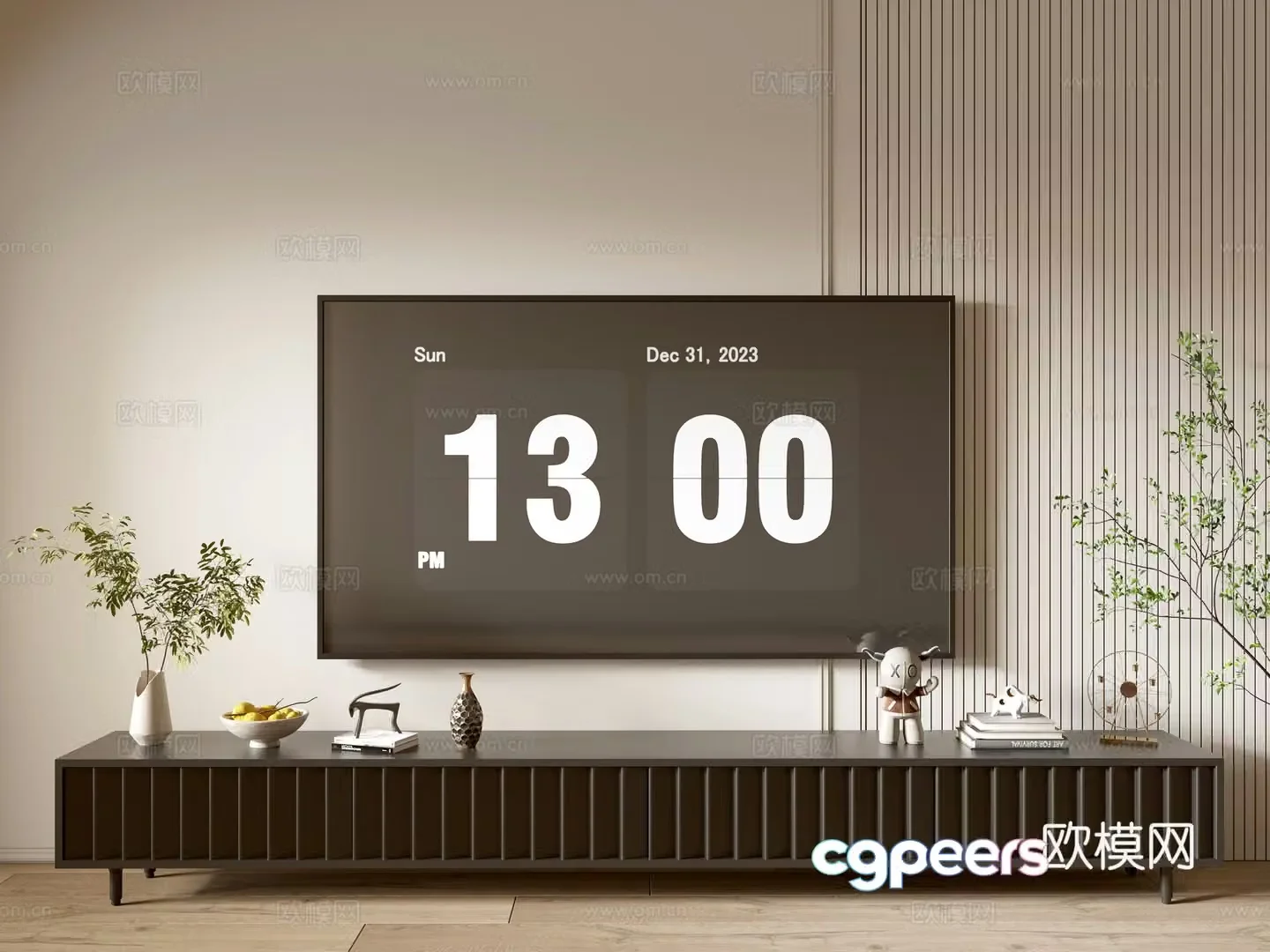Modern black tv cabinet base cabinet 3d model