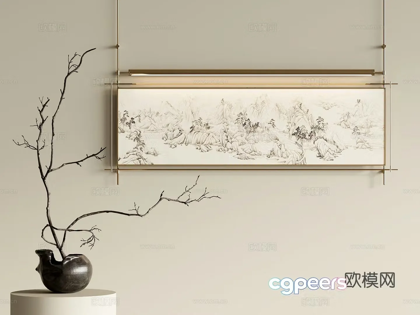 New Chinese style decorative painting 3D model
