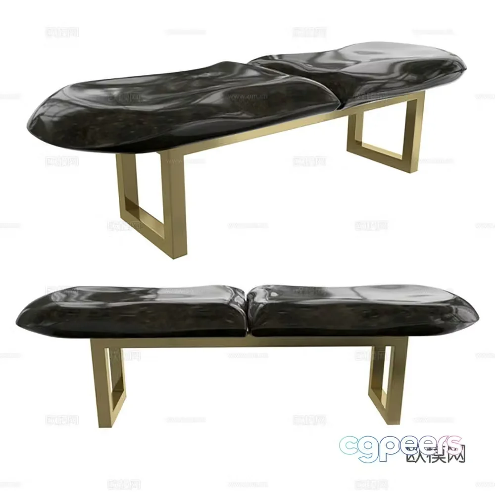 Stool long bench bed stool 3d model
