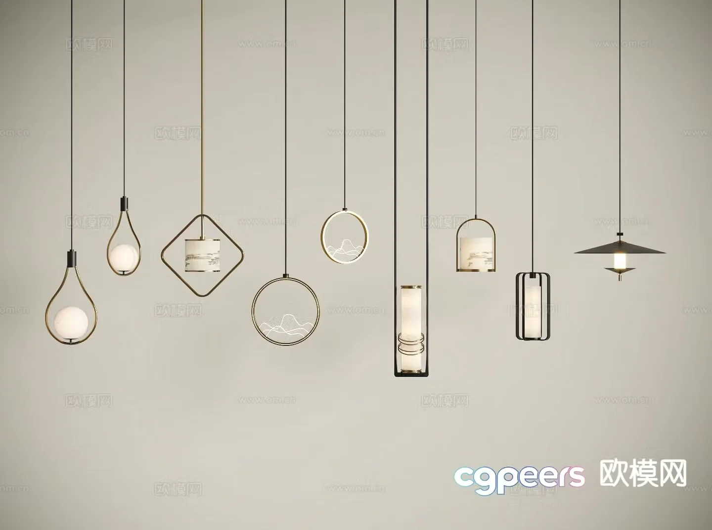 New Chinese style chandelier 3d model