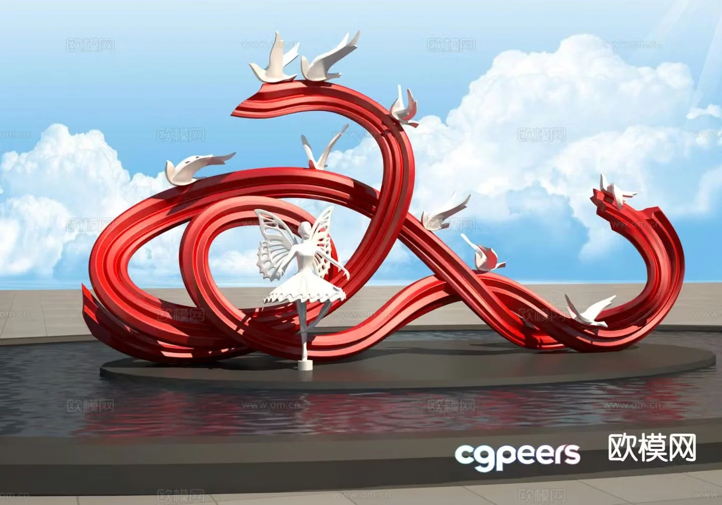 Streamer little angel sculpture 3d model